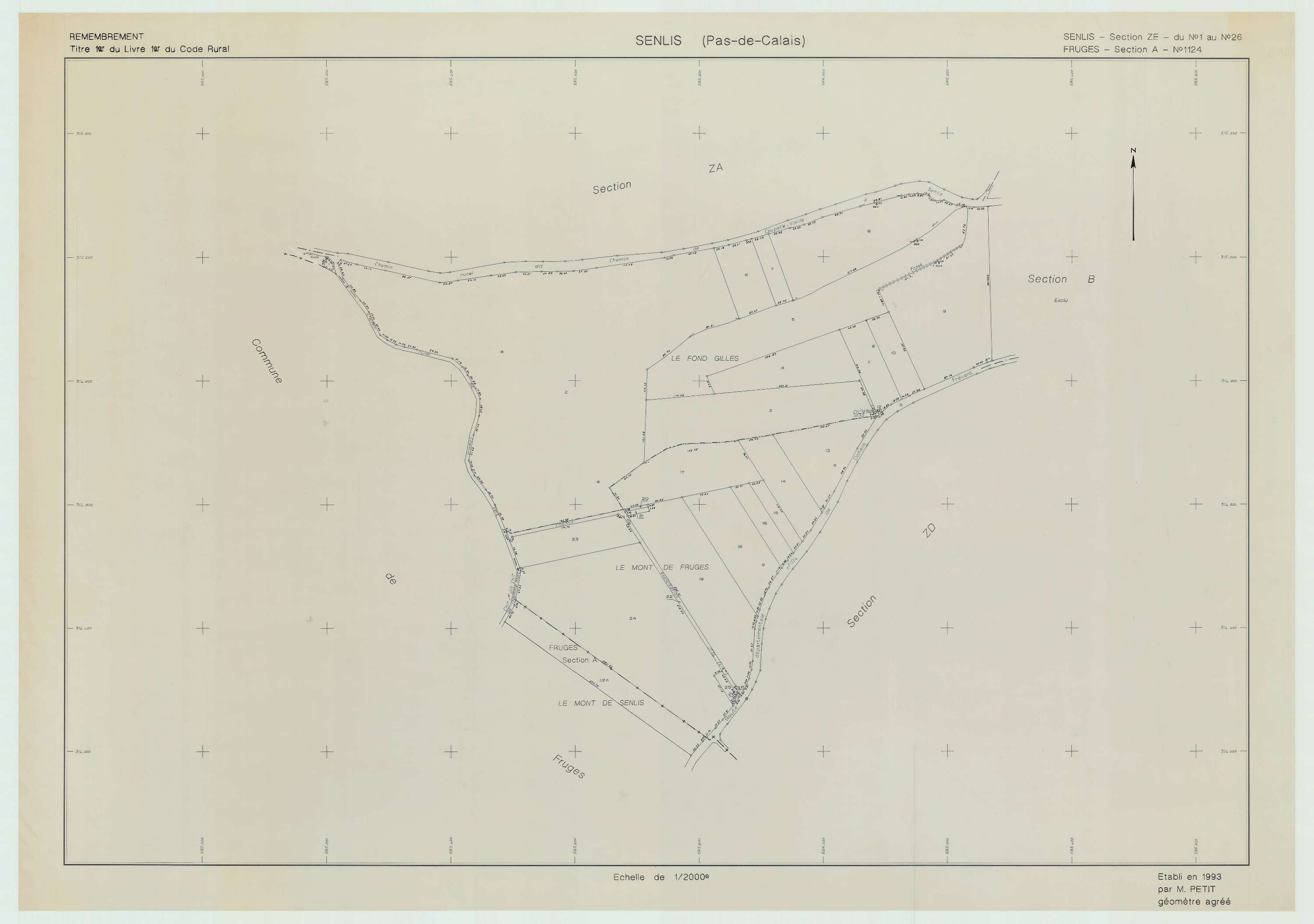 Senlis - Plan de remembrement : section ZE.
