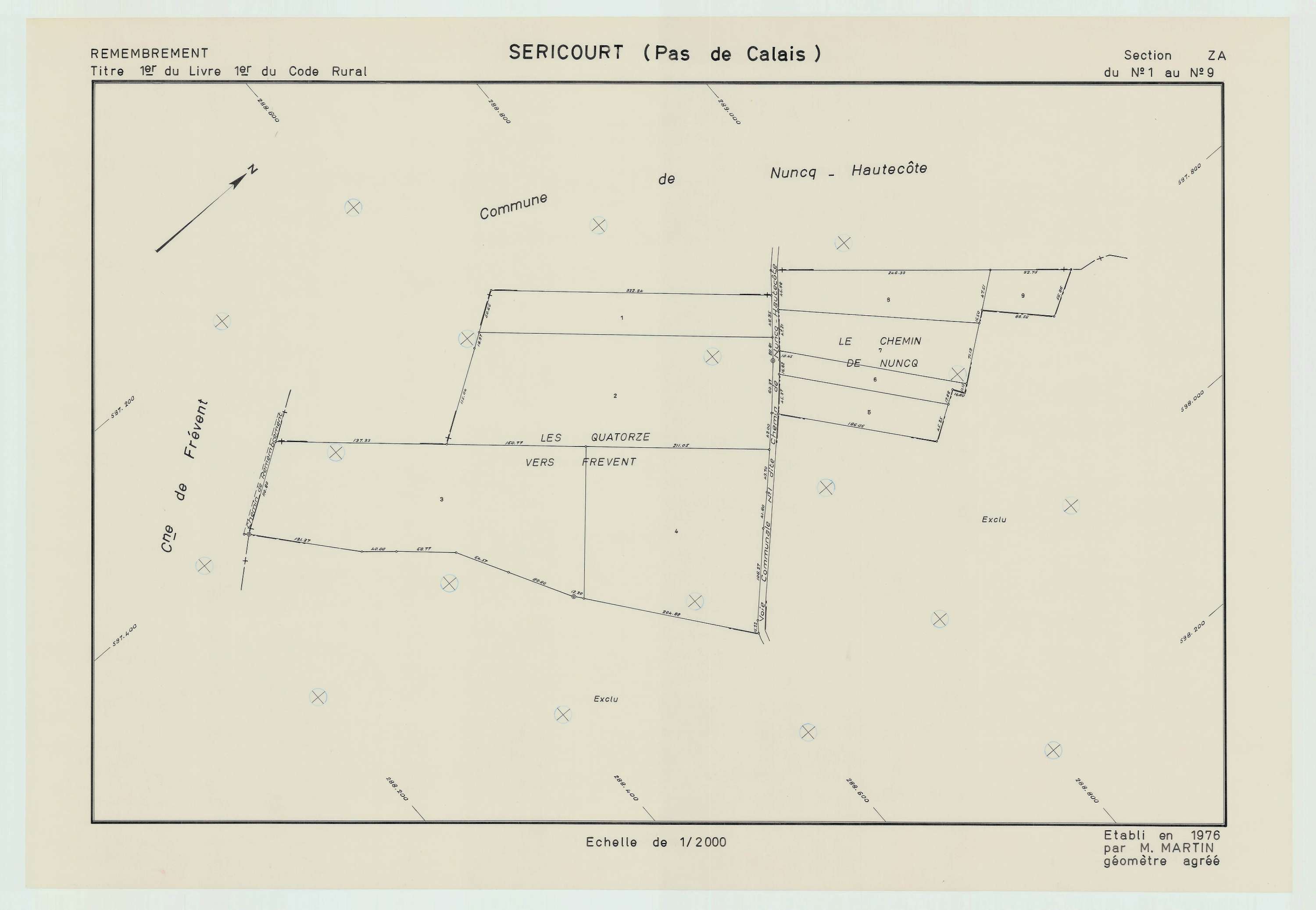 Séricourt - Plan de remembrement : section ZA.