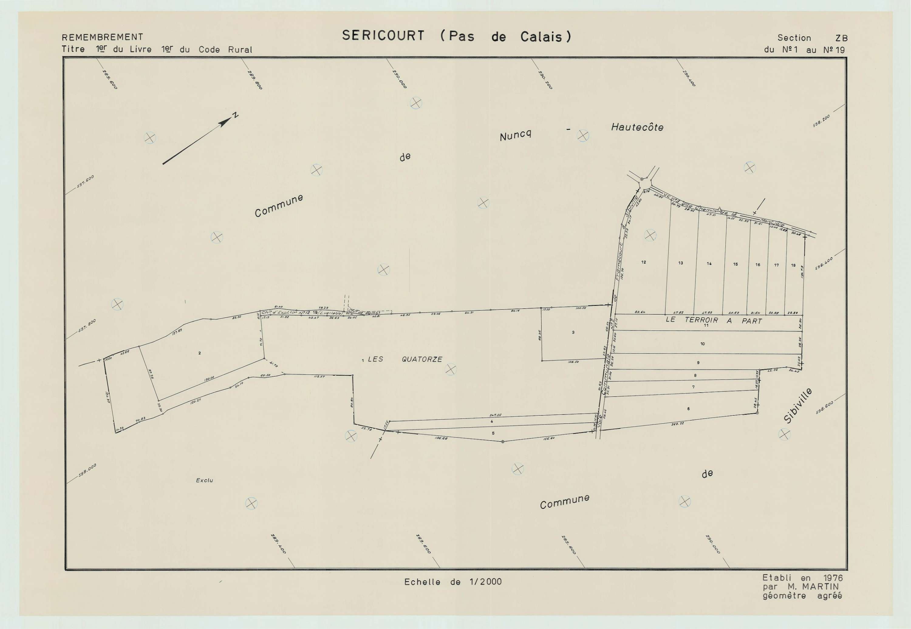 Séricourt - Plan de remembrement : section ZB.
