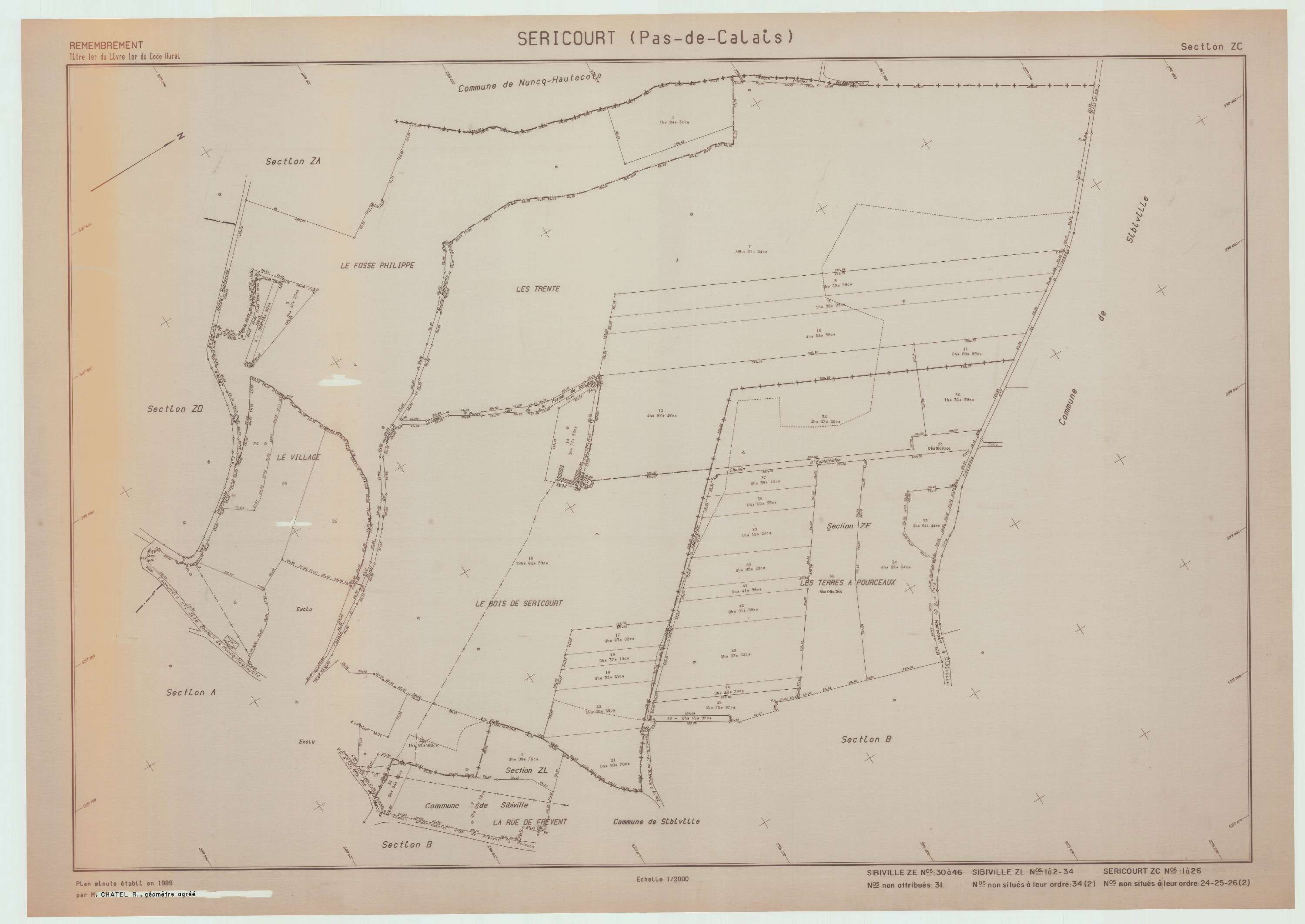 Séricourt - Plan de remembrement : section ZC.
