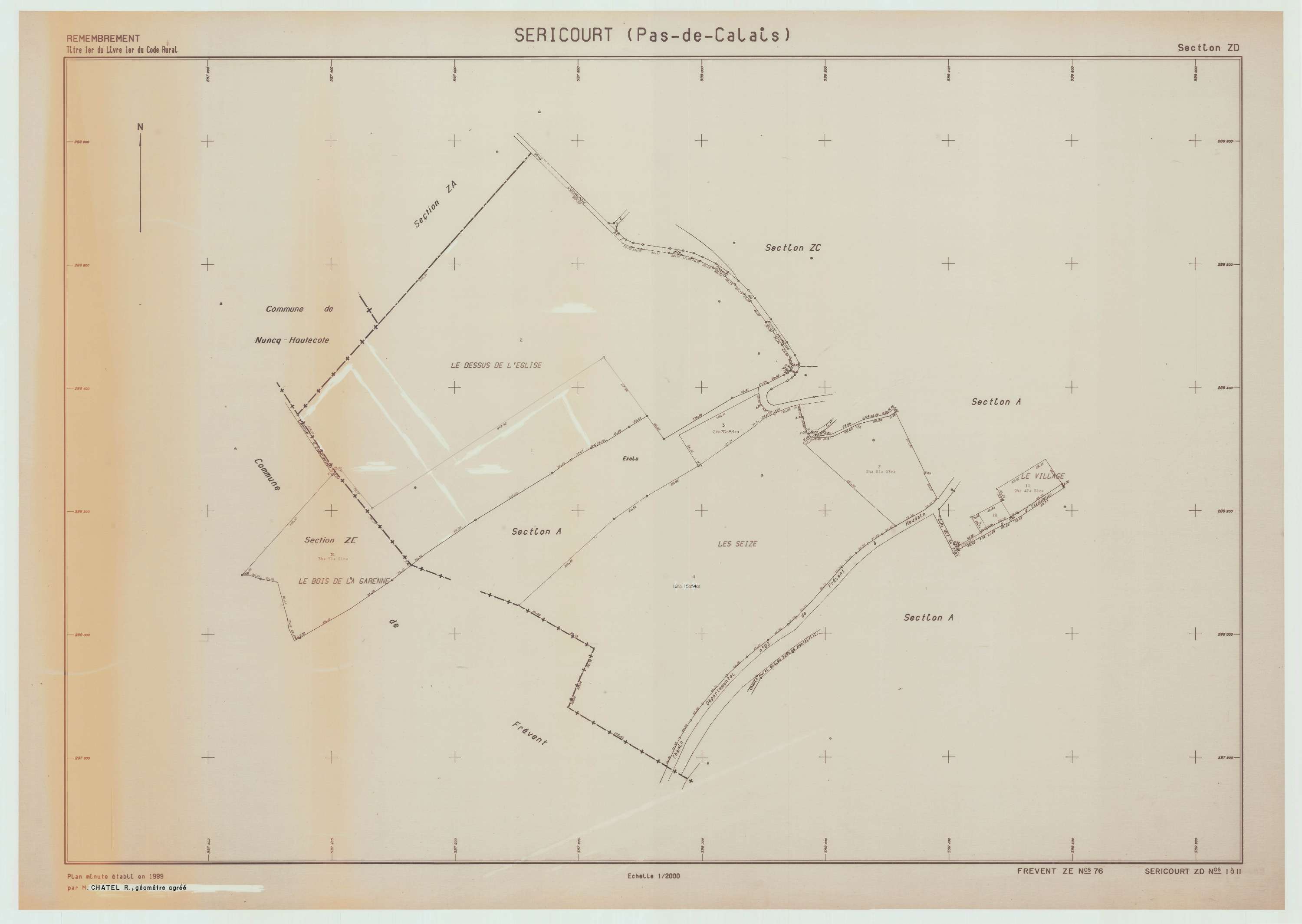 Séricourt - Plan de remembrement : section ZD.