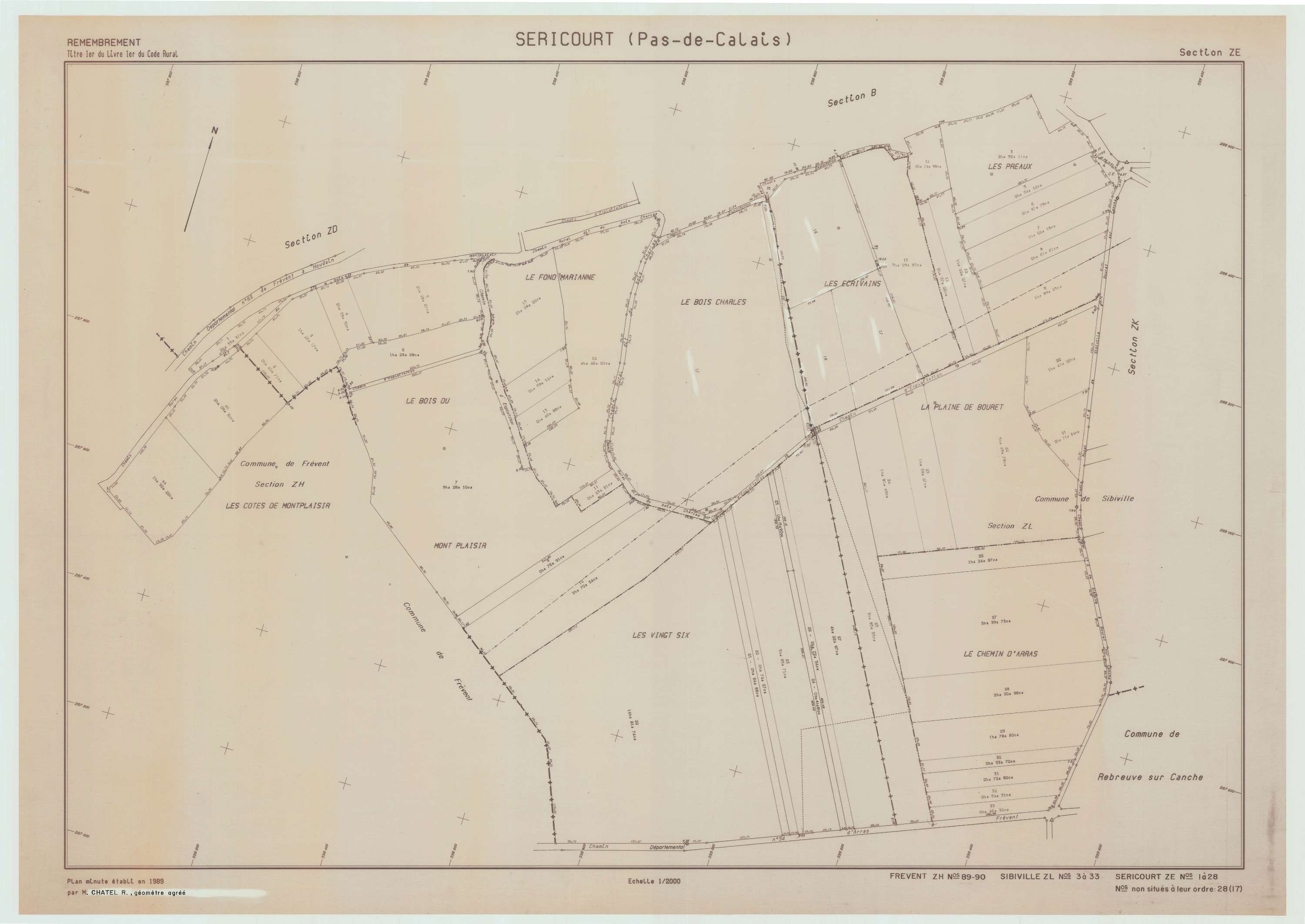 Séricourt - Plan de remembrement : section ZE.