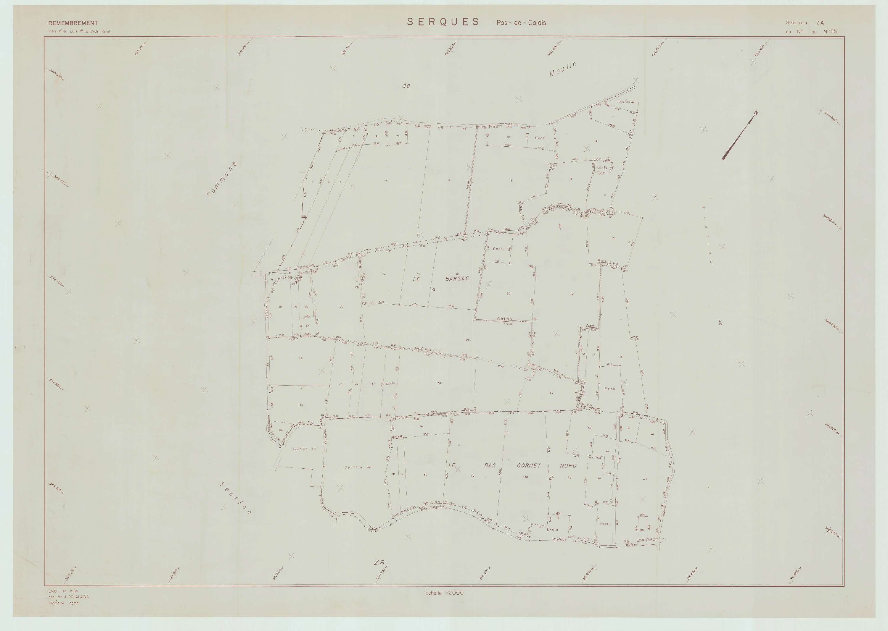 Serques - Plan de remembrement : section ZA.