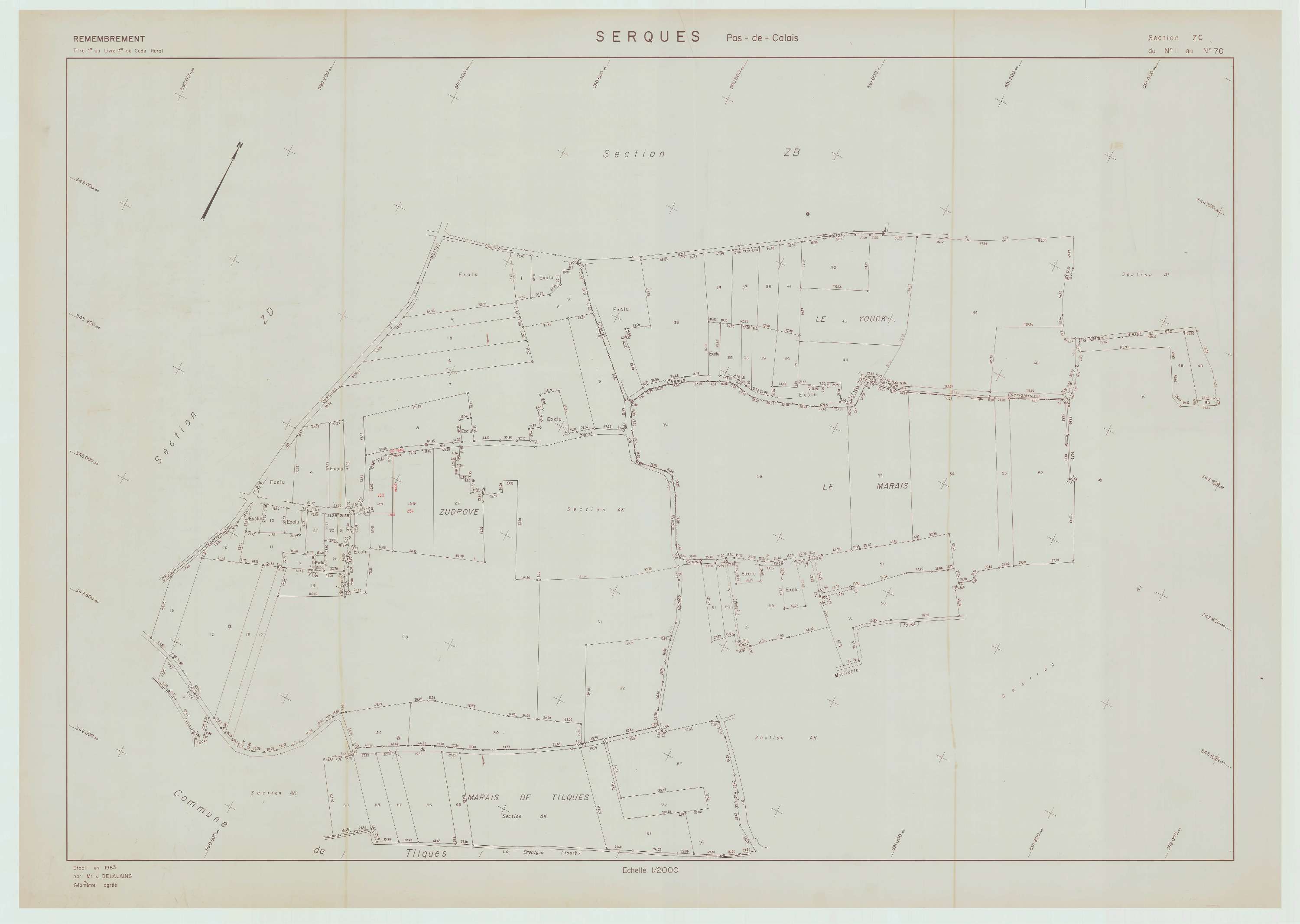 Serques - Plan de remembrement : section ZC.