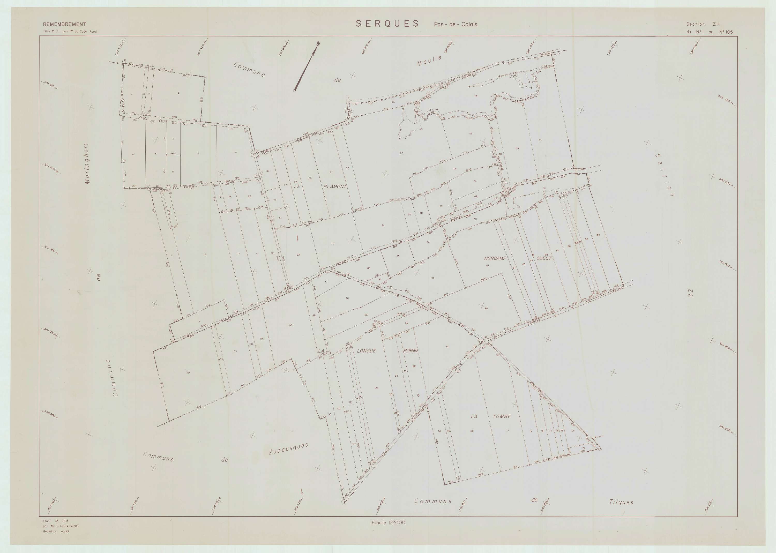 Serques - Plan de remembrement : section ZH.