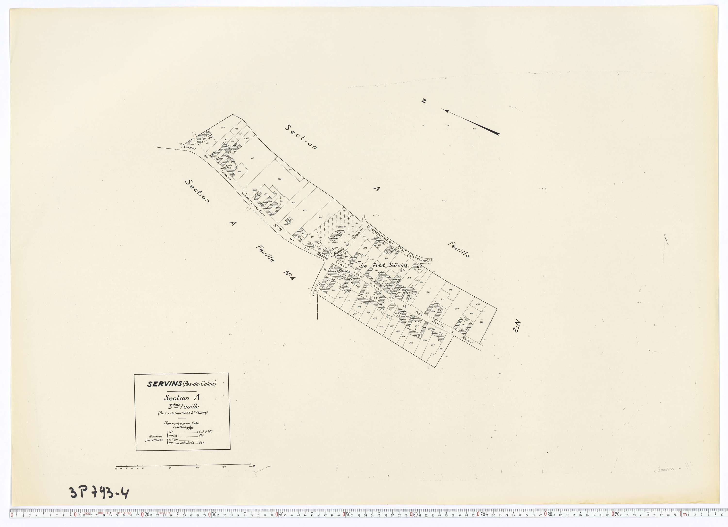 Servins - Section A, feuille 3.