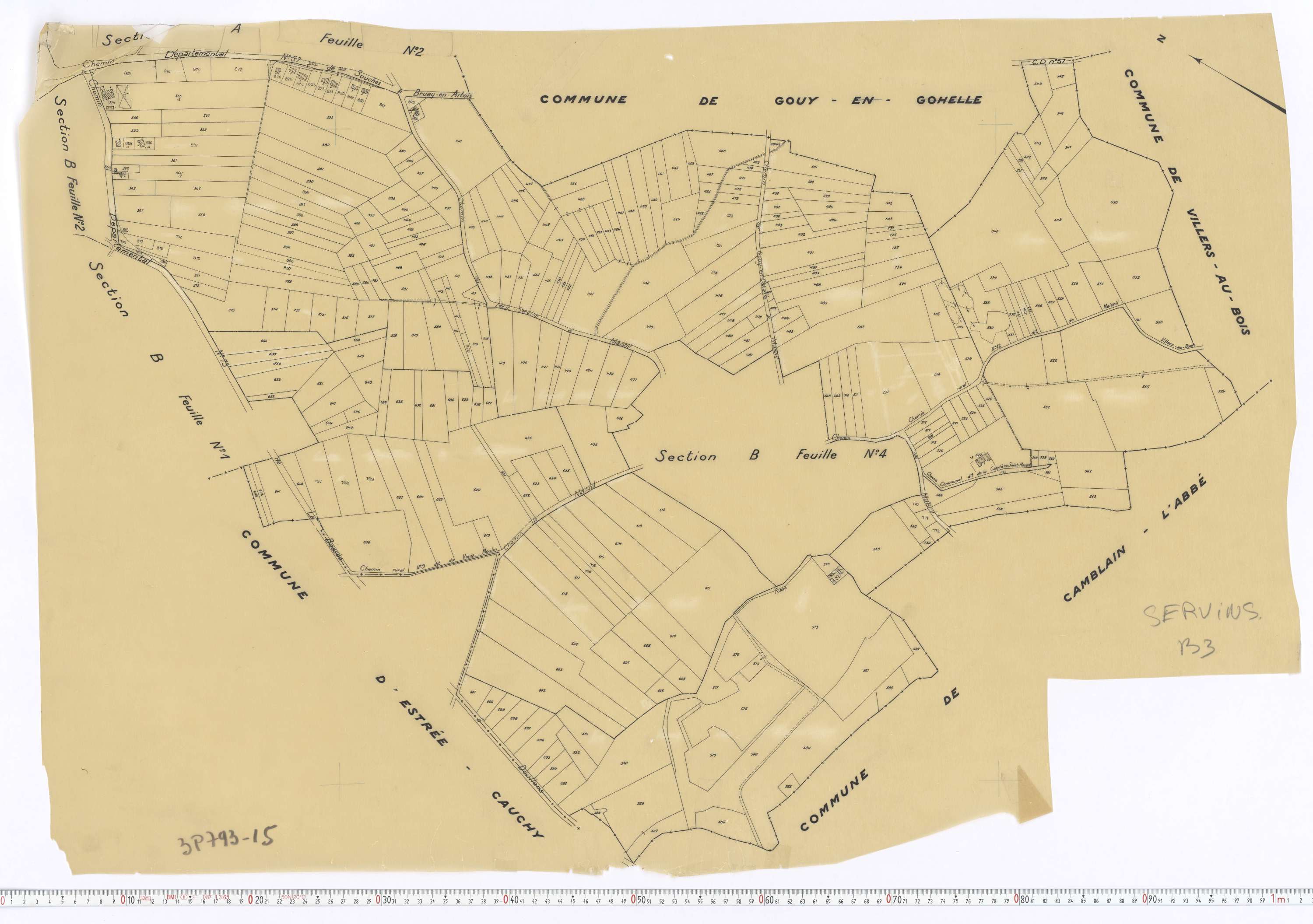 Servins - Section B, feuille 3.