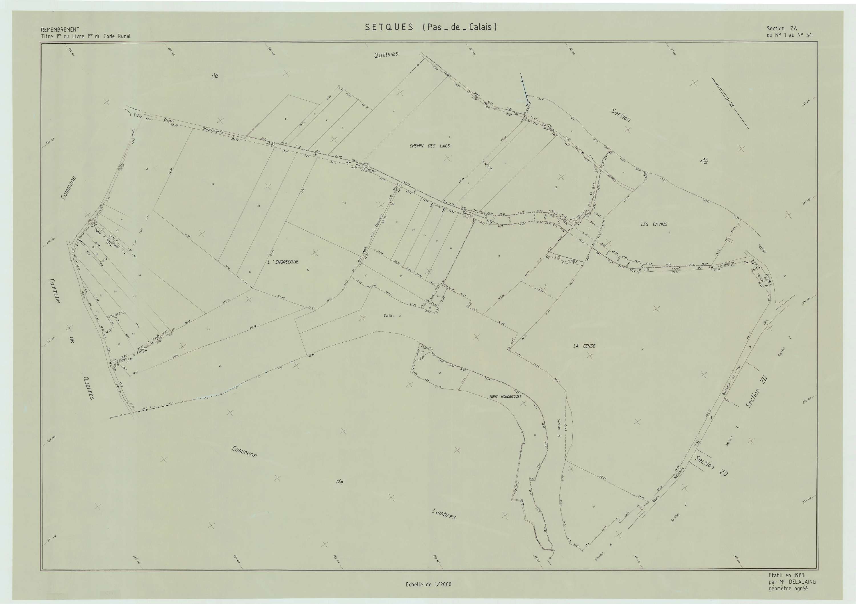 Setques - Plan de remembrement : section ZA.