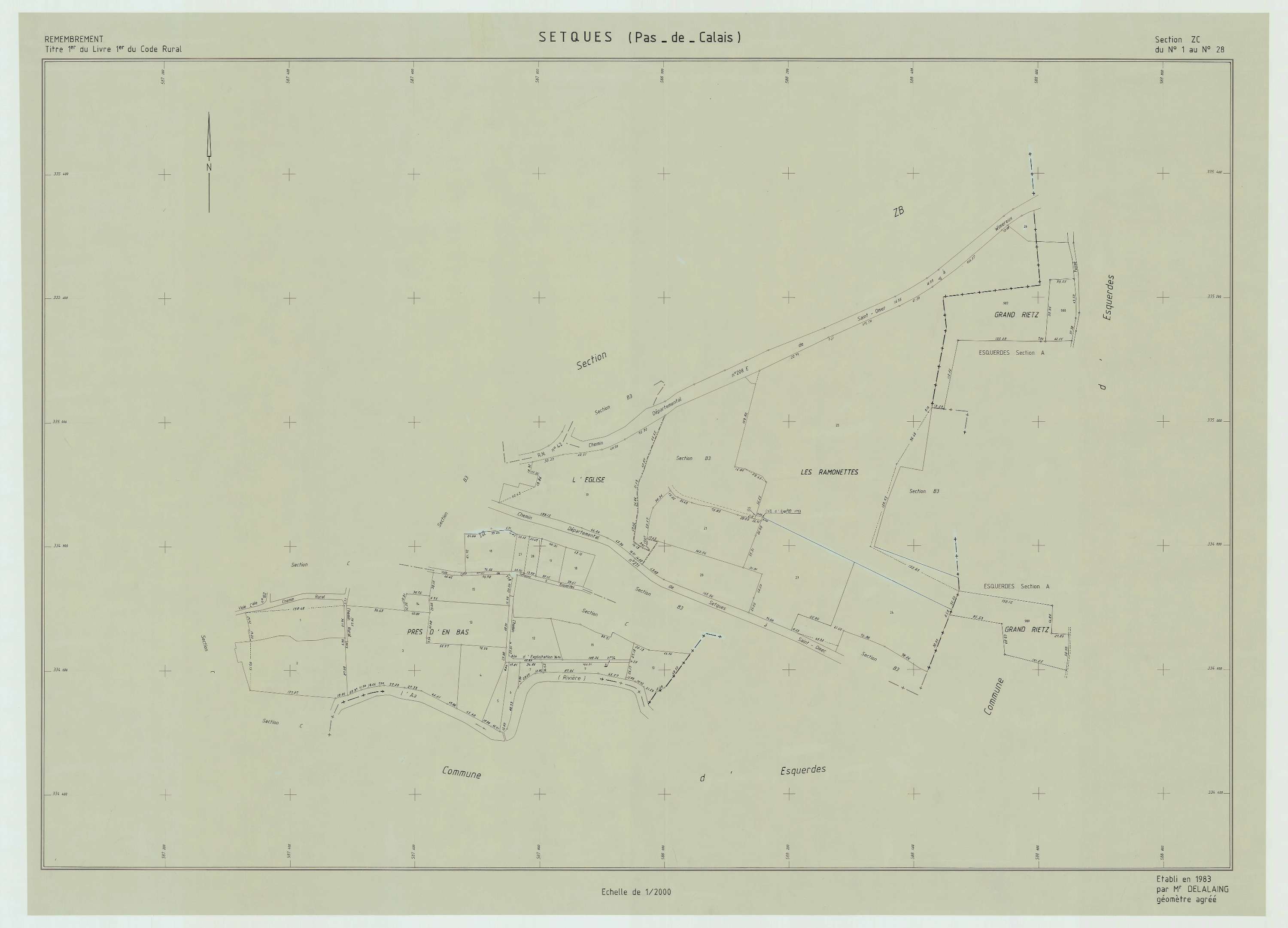 Setques - Plan de remembrement : section ZC.