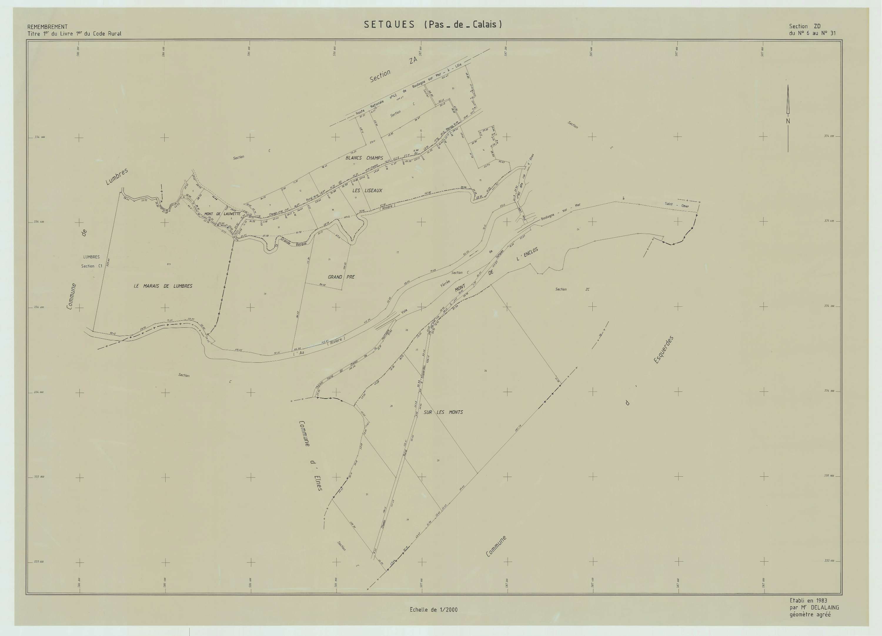 Setques - Plan de remembrement : section ZD.