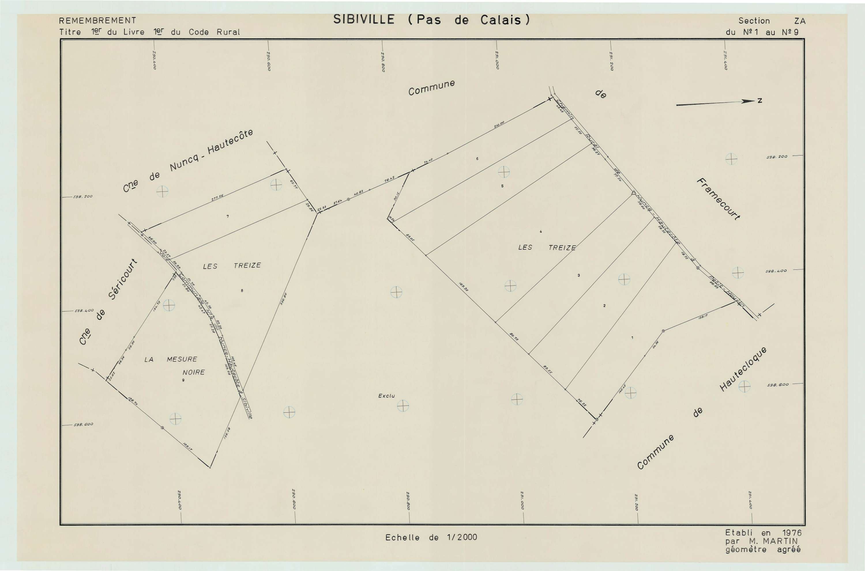 Sibiville - Plan de remembrement : section ZA.