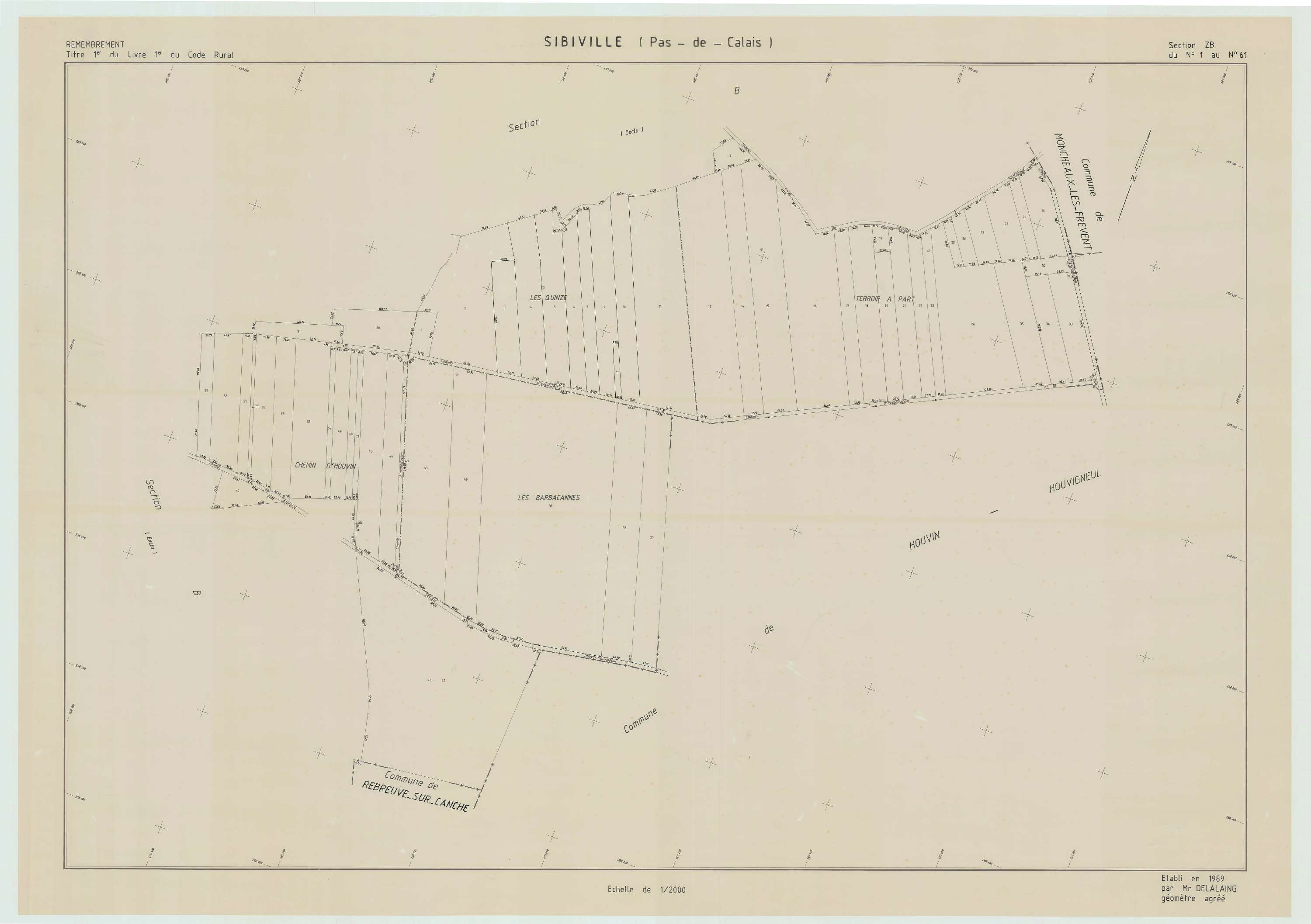 Sibiville - Plan de remembrement : section ZB.