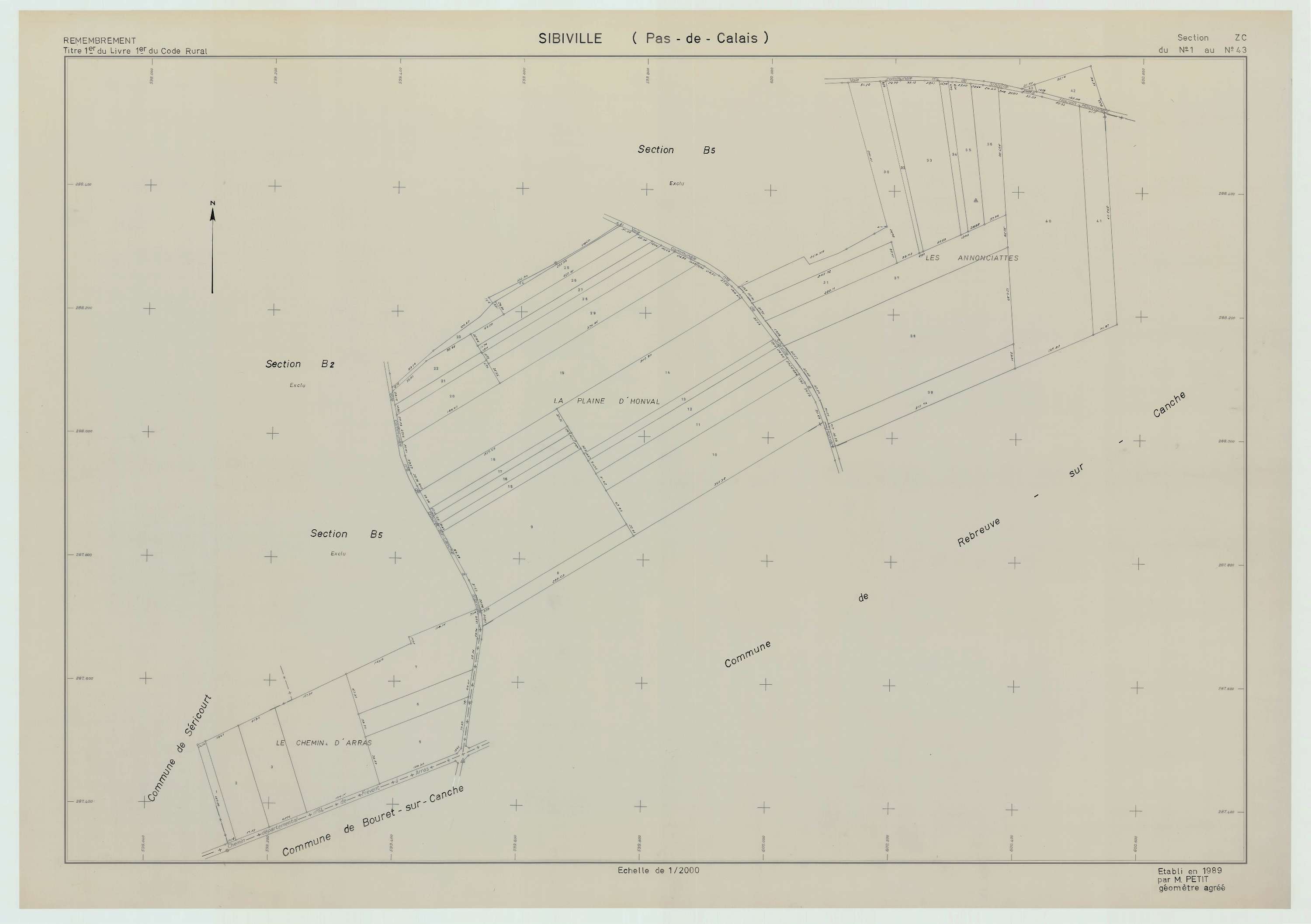 Sibiville - Plan de remembrement : section ZC.