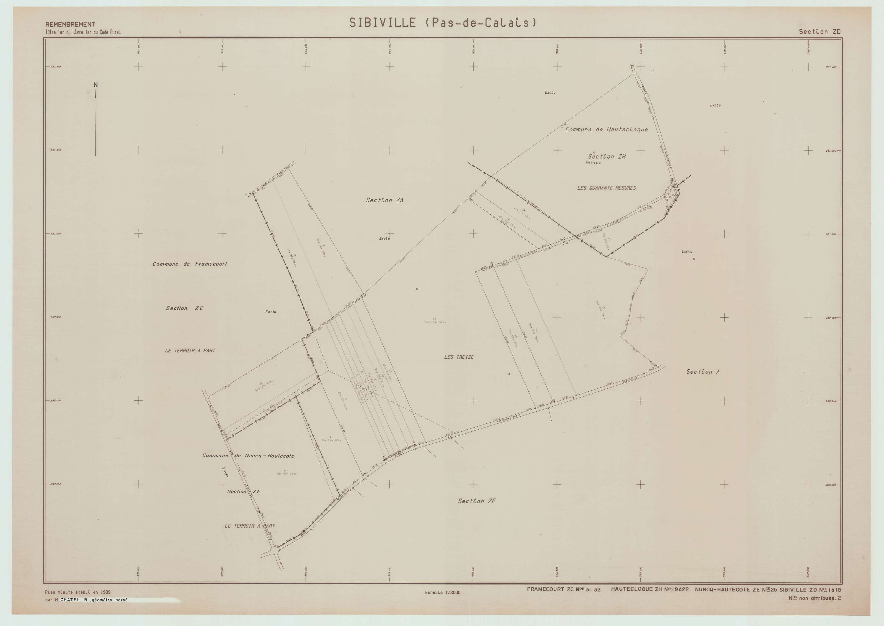 Sibiville - Plan de remembrement : section ZD.