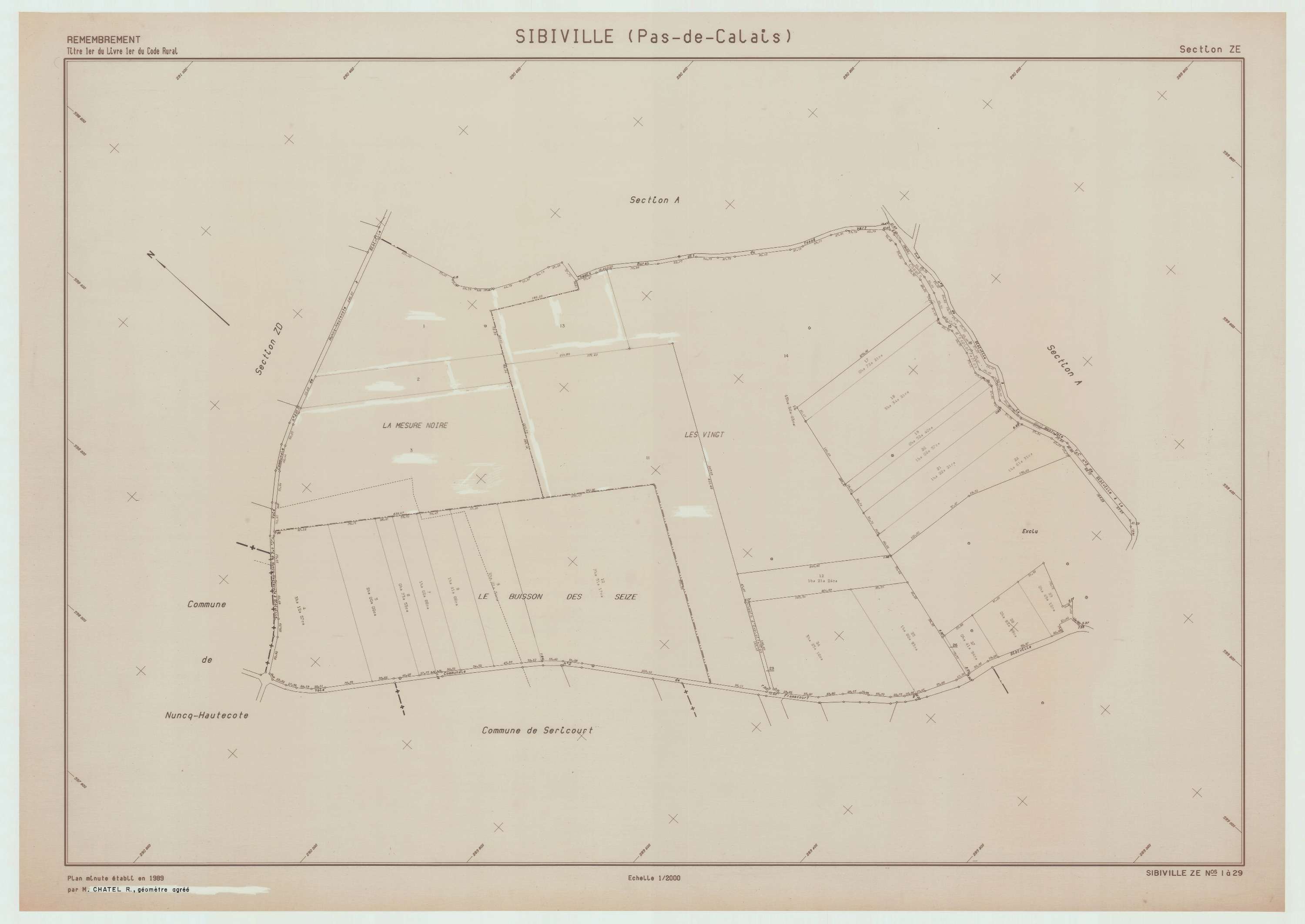 Sibiville - Plan de remembrement : section ZE.