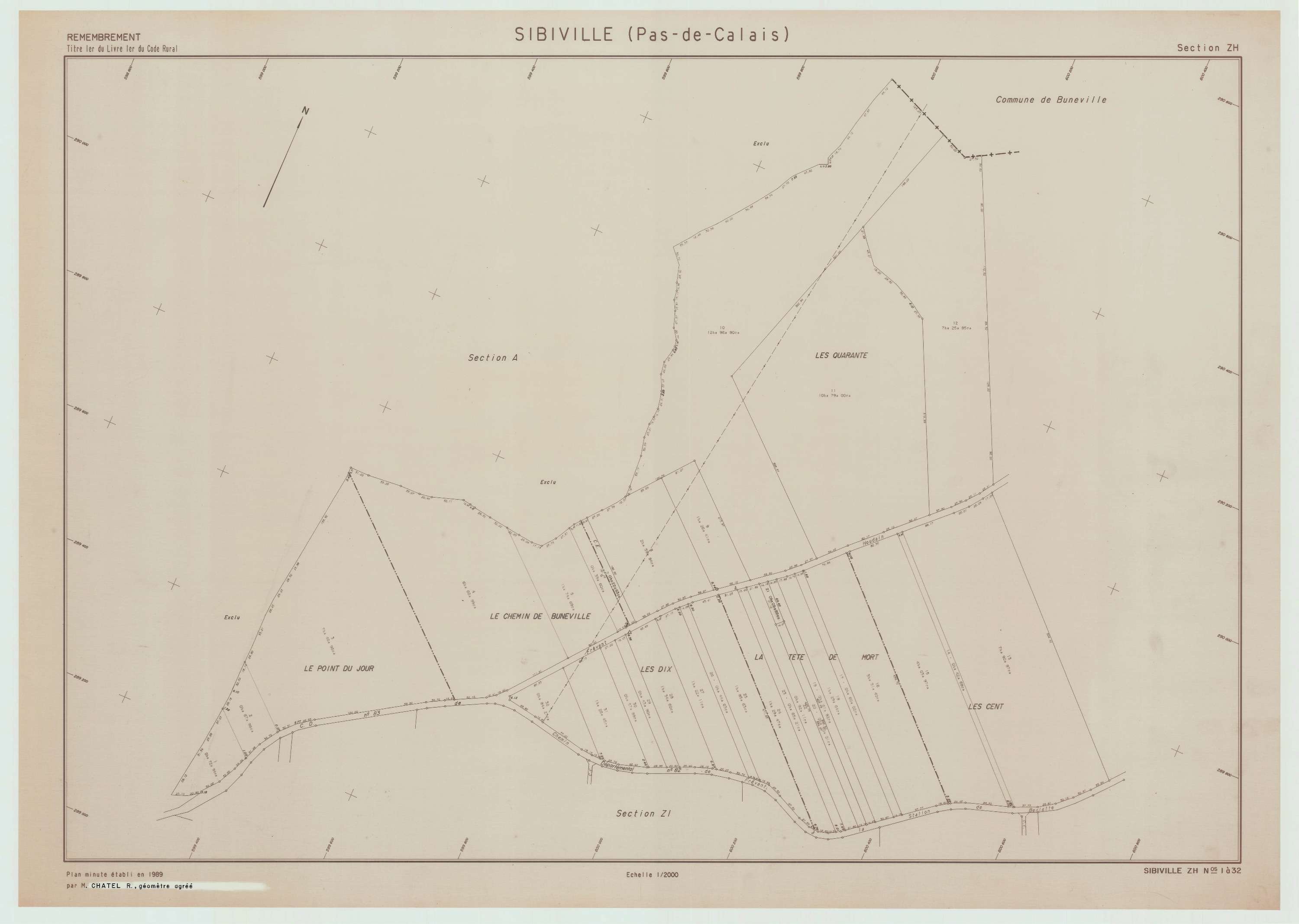 Sibiville - Plan de remembrement : section ZH.