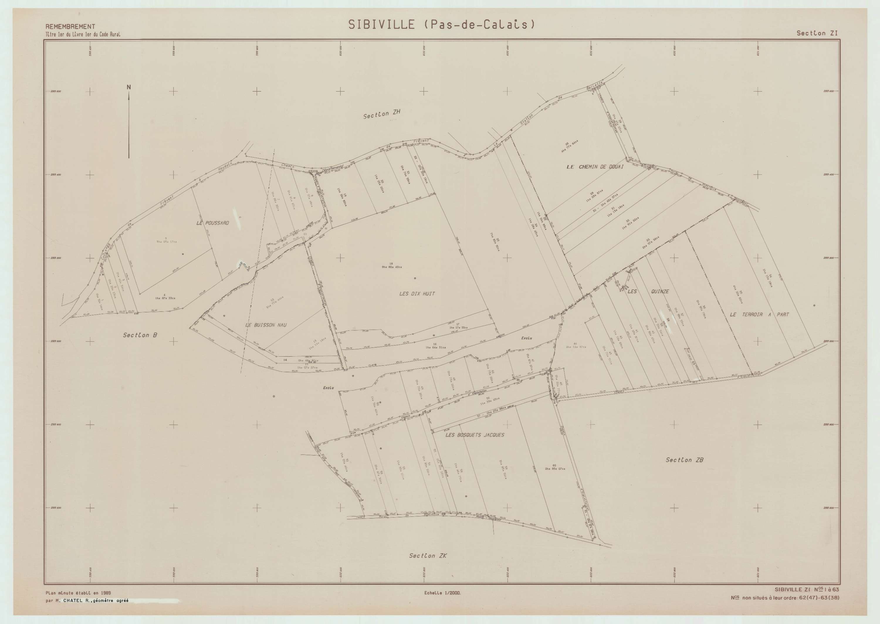 Sibiville - Plan de remembrement : section ZI.