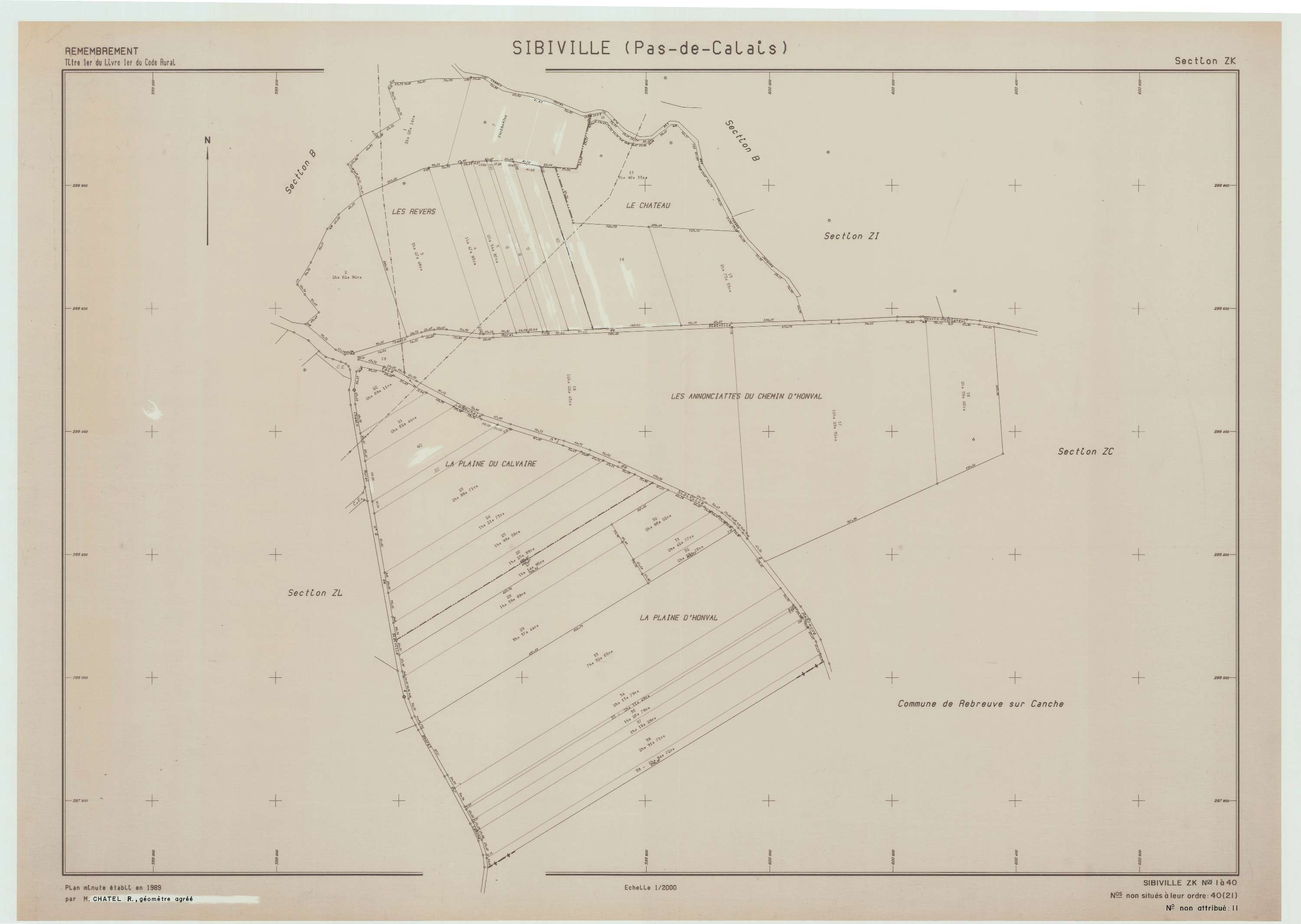 Sibiville - Plan de remembrement : section ZK.