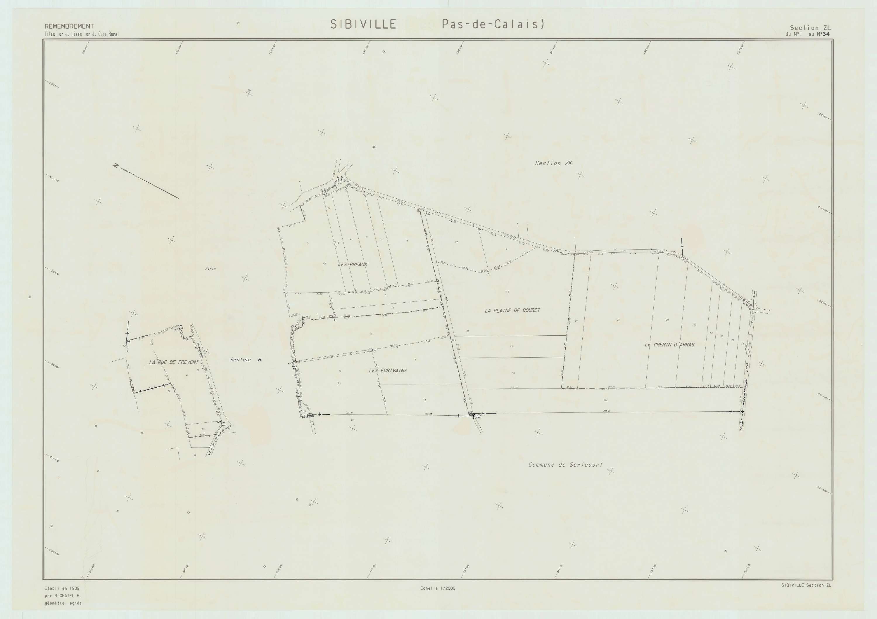Sibiville - Plan de remembrement : section ZL.