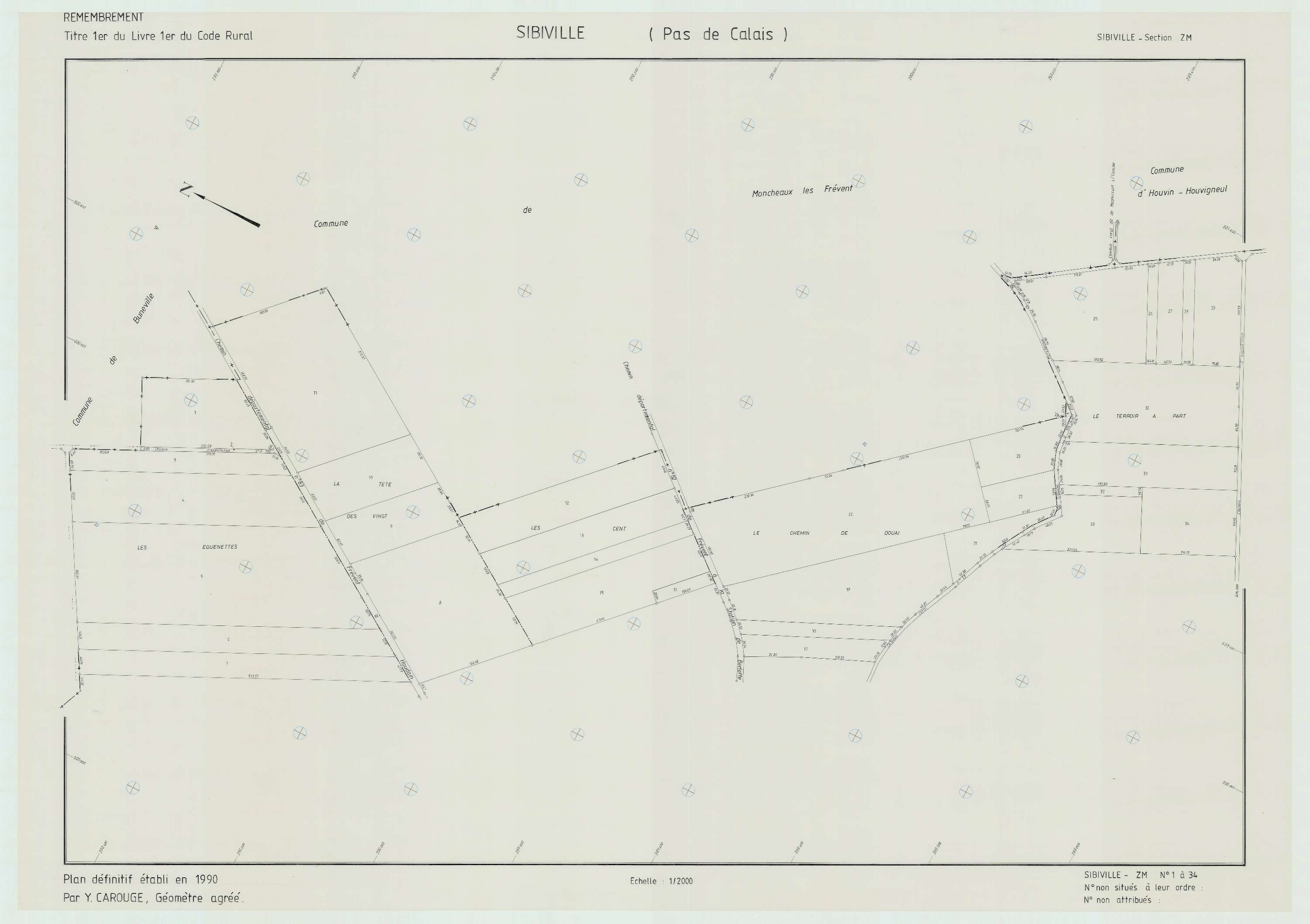 Sibiville - Plan de remembrement : section ZM.