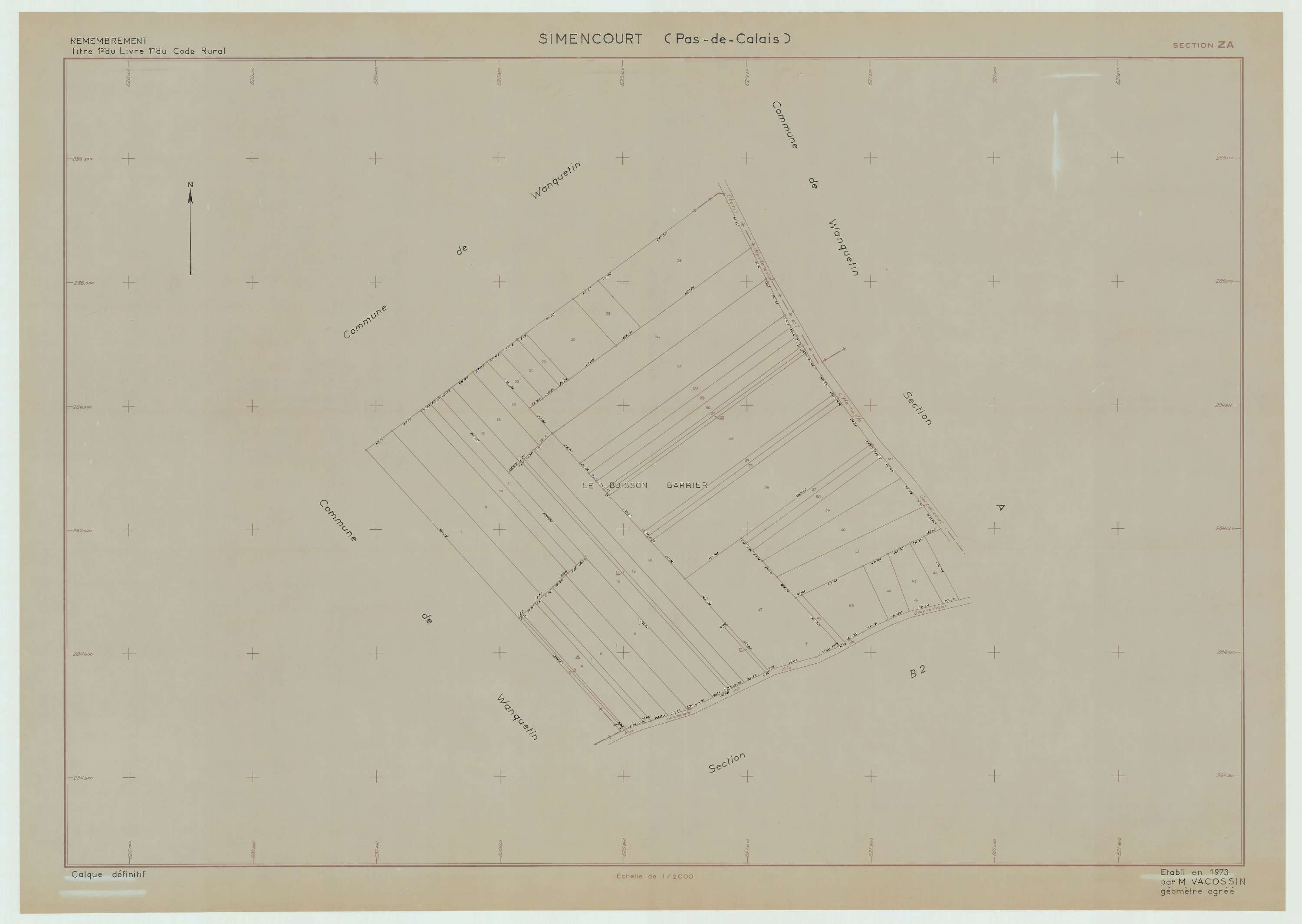 Simencourt - Plan de remembrement : section ZA.