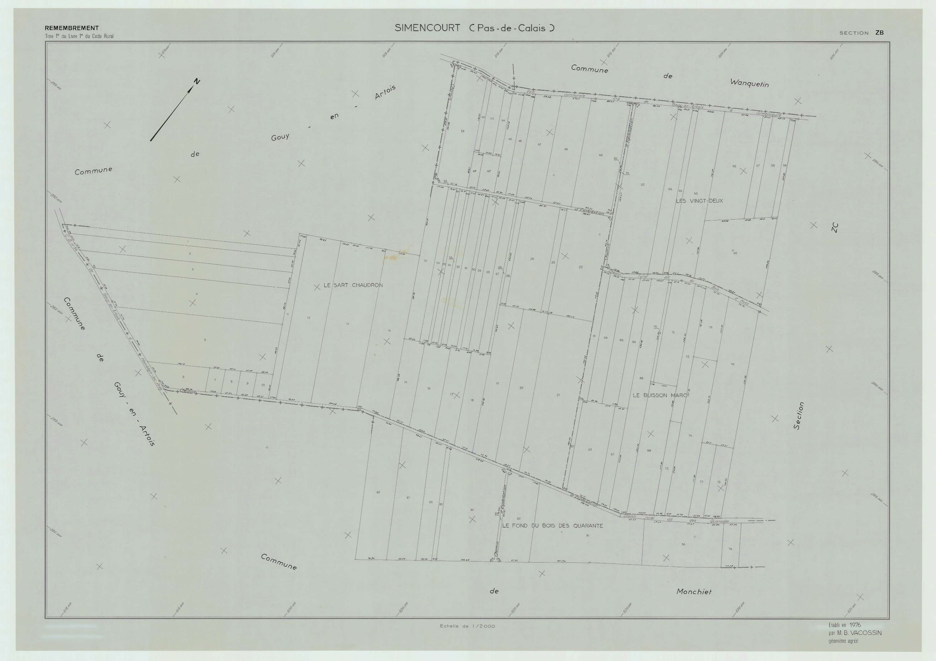 Simencourt - Plan de remembrement : section ZB.