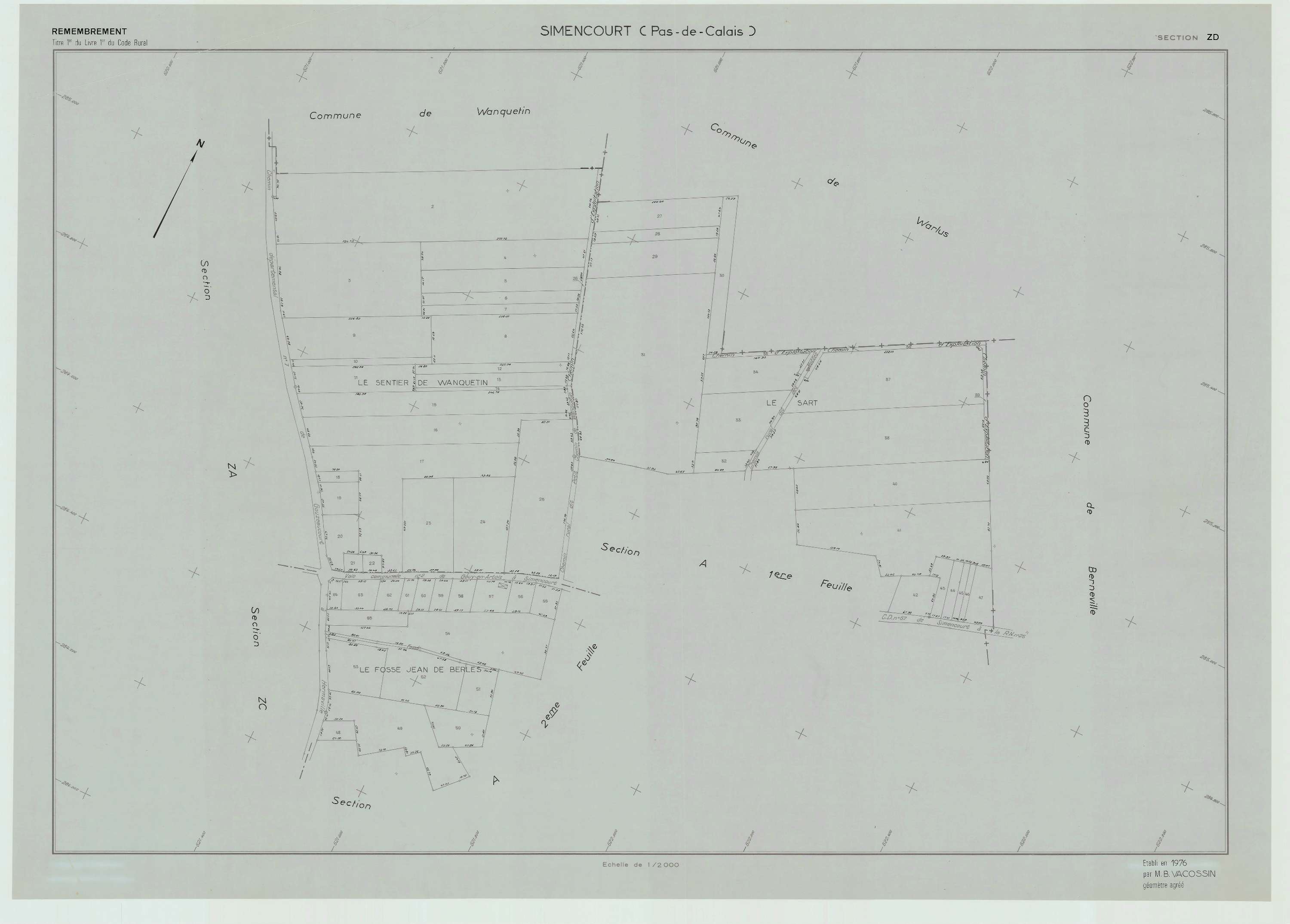 Simencourt - Plan de remembrement : section ZD.
