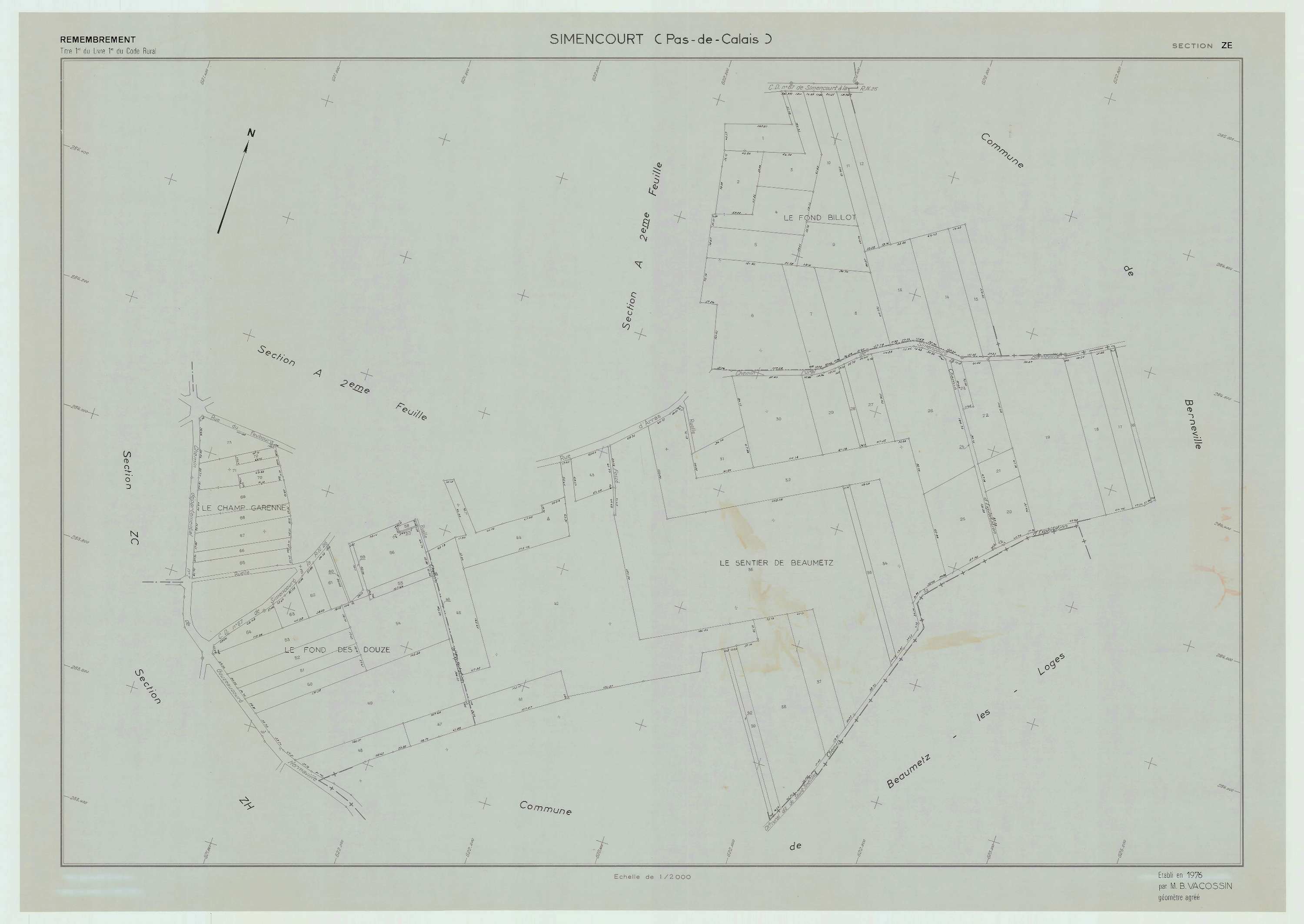 Simencourt - Plan de remembrement : section ZE.