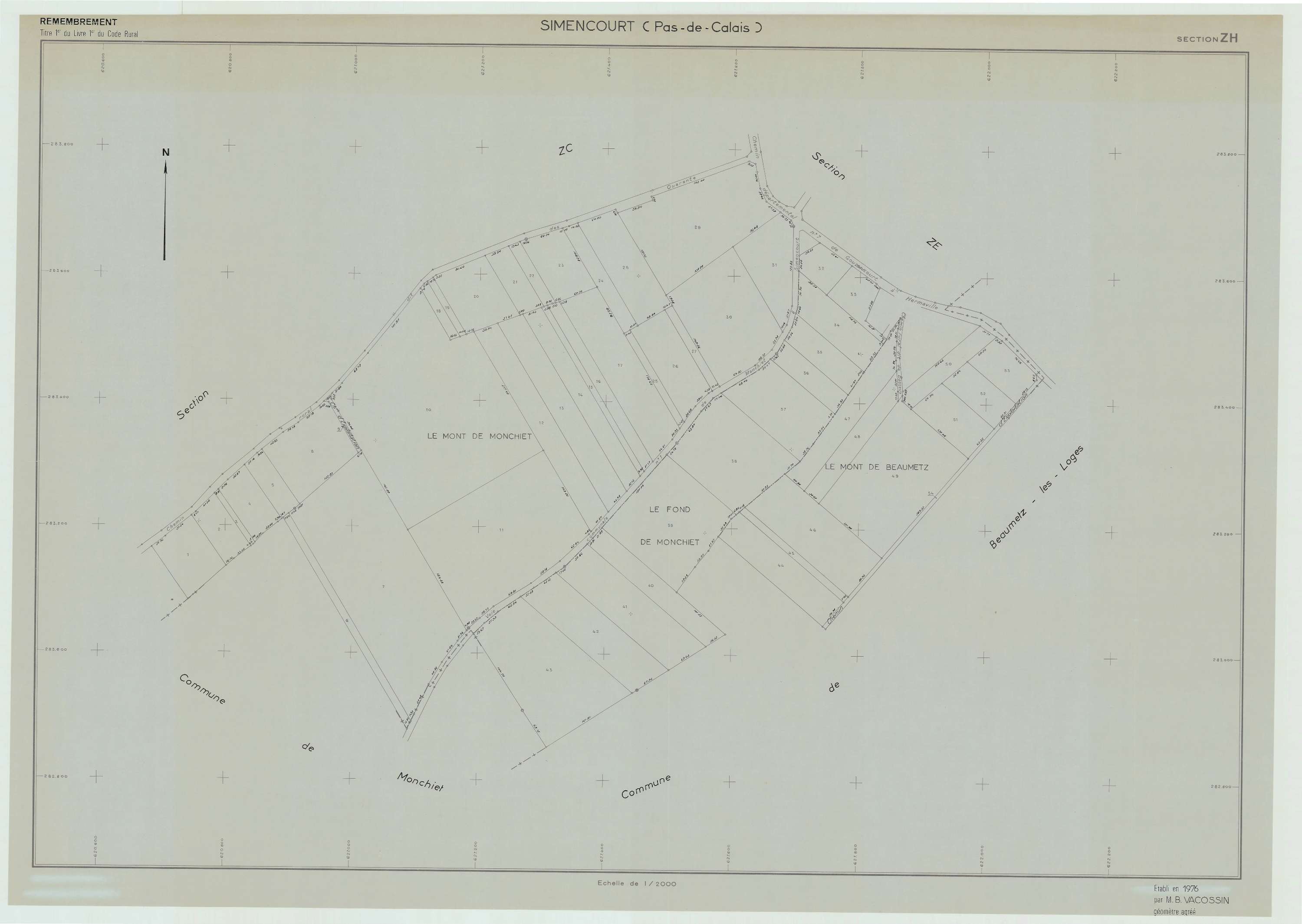 Simencourt - Plan de remembrement : section ZH.