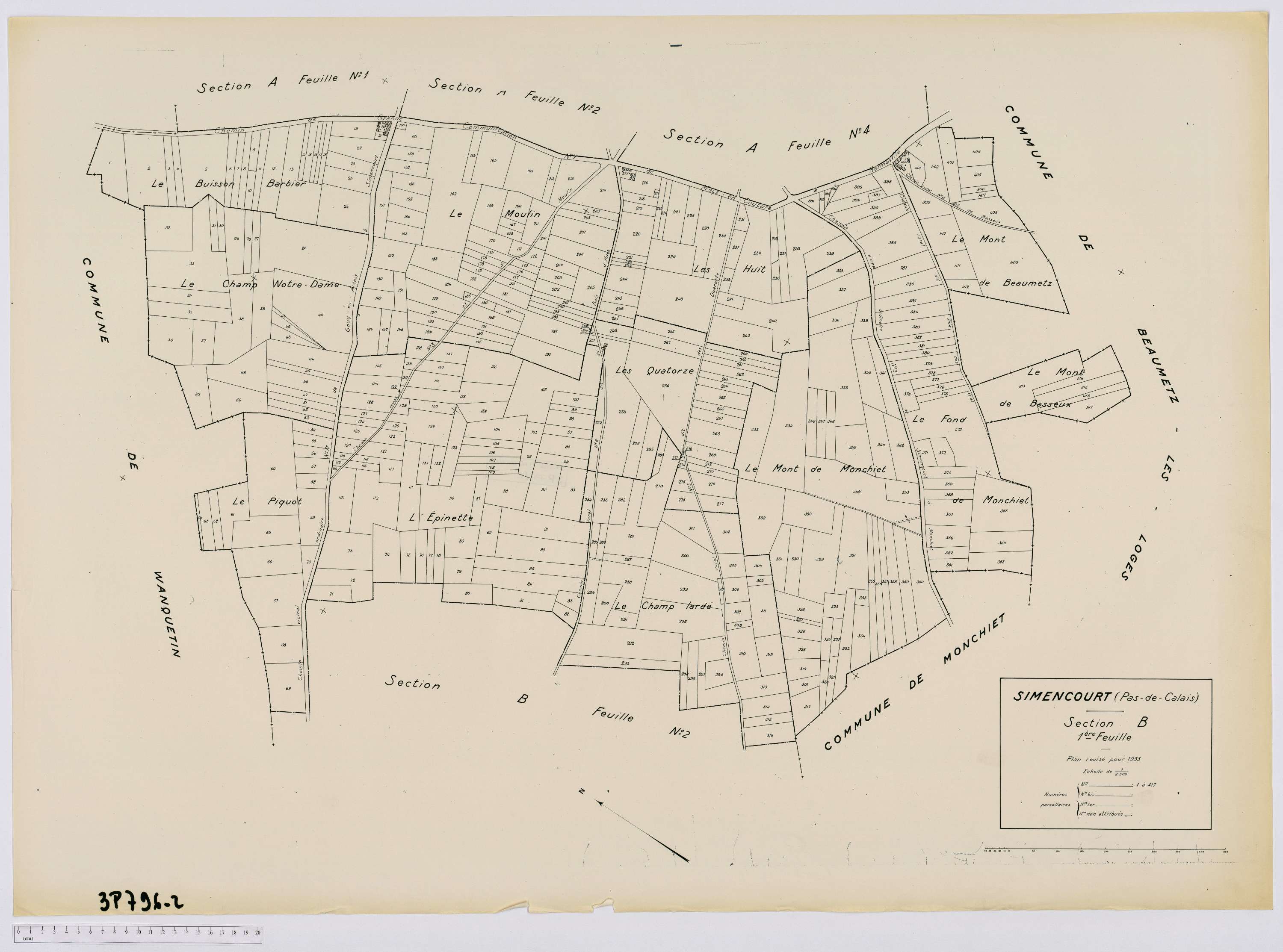 Simencourt - Section B, feuille 1.
