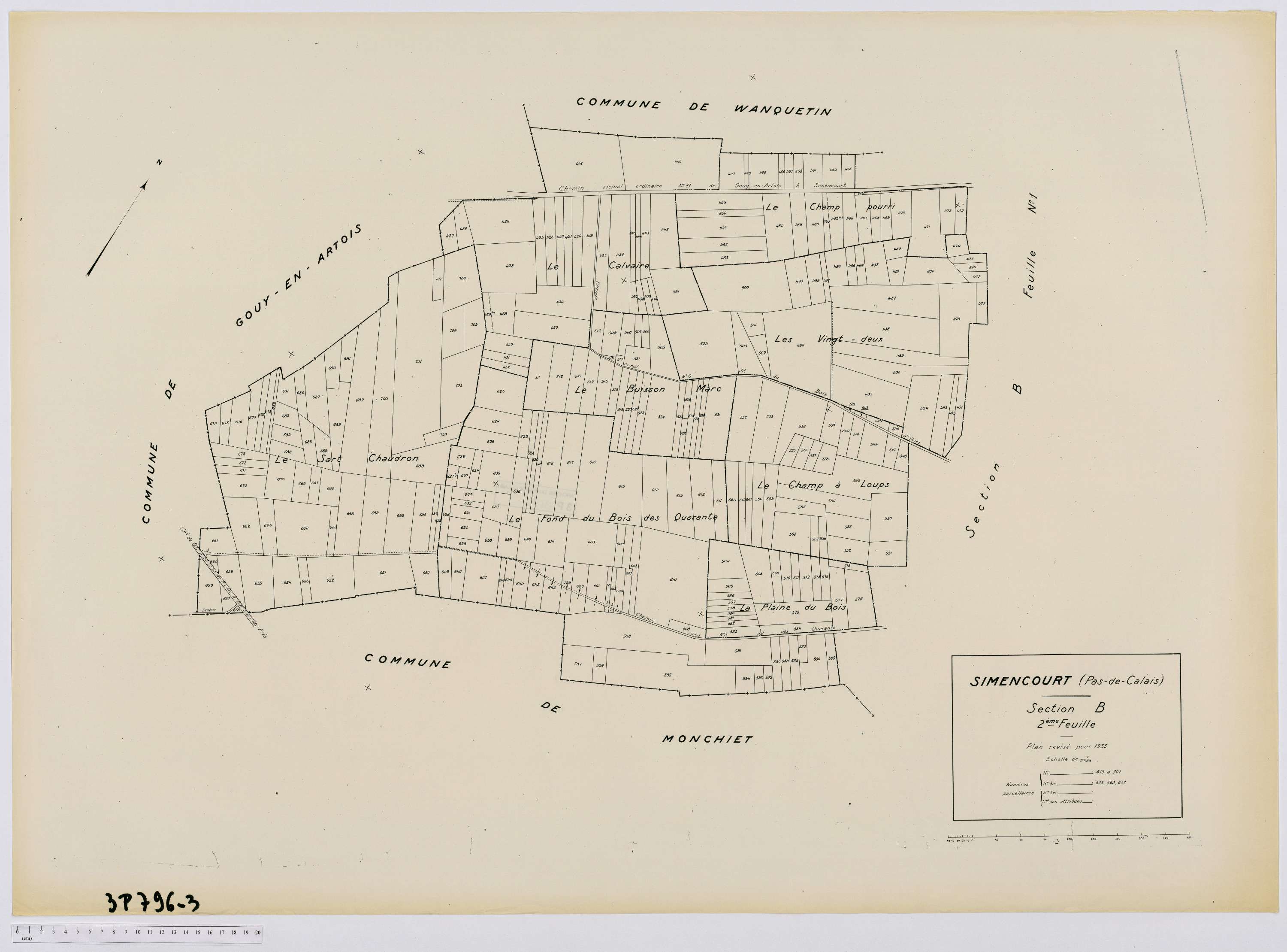 Simencourt - Section B, feuille 2.