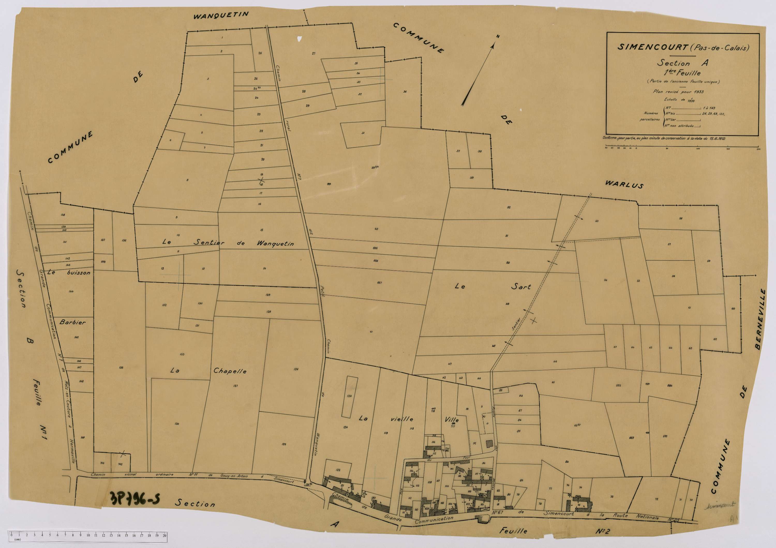 Simencourt - Section A, feuille 1.