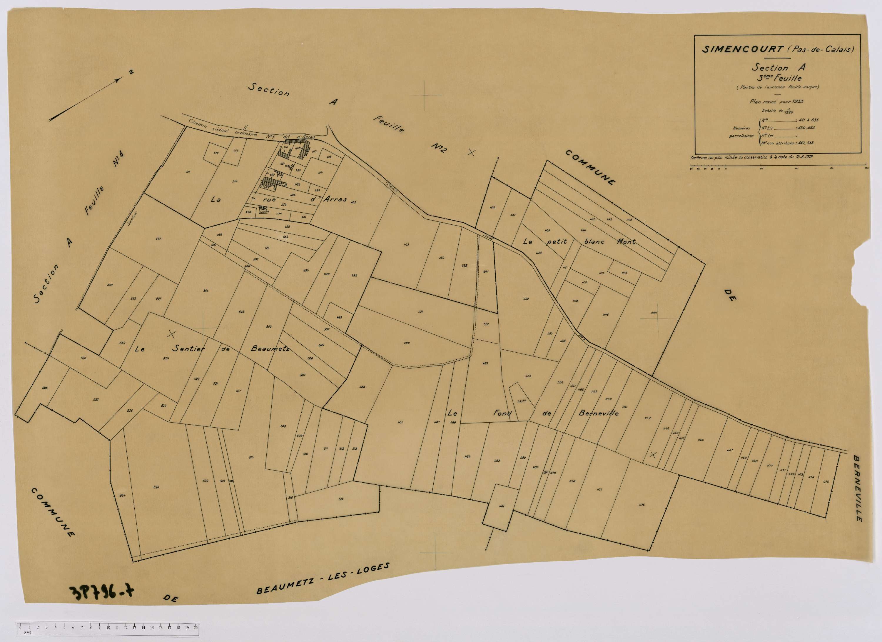 Simencourt - Section A, feuille 3.