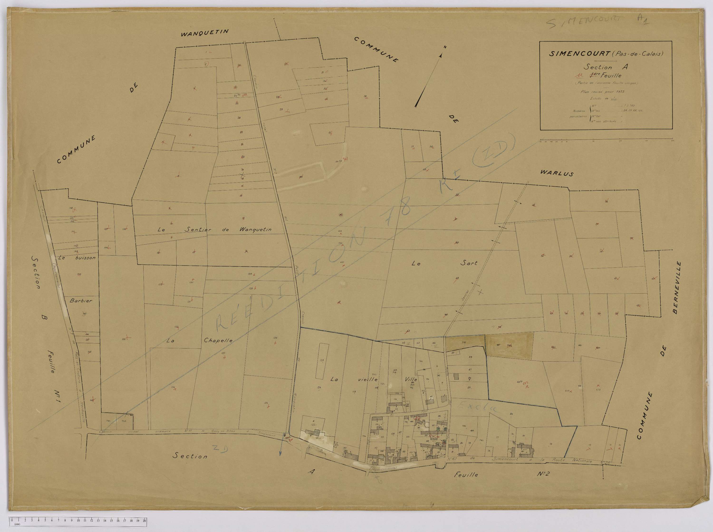 Simencourt - Section A, feuille 1.