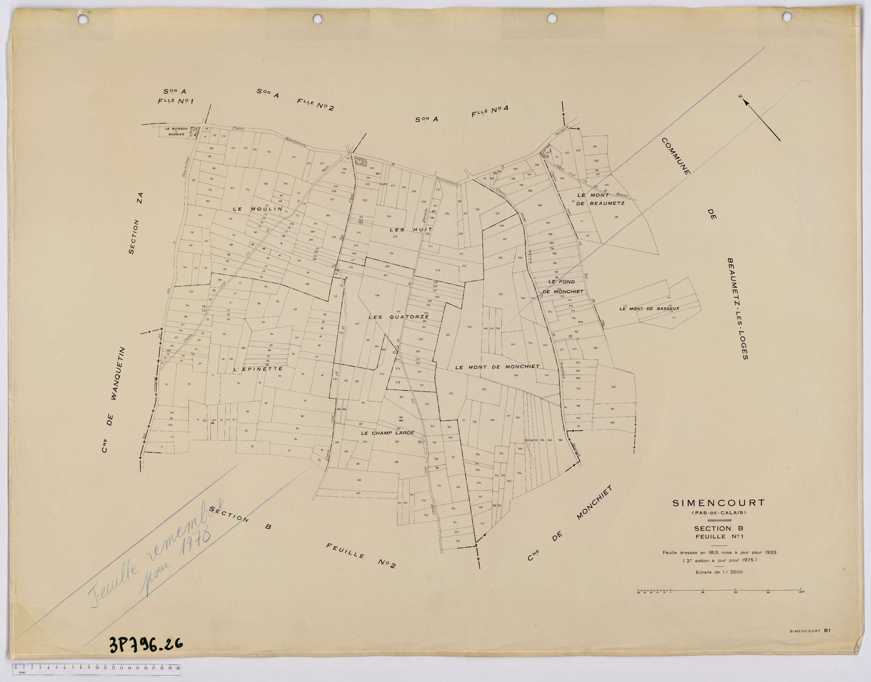 Simencourt - Section B, feuille 1.