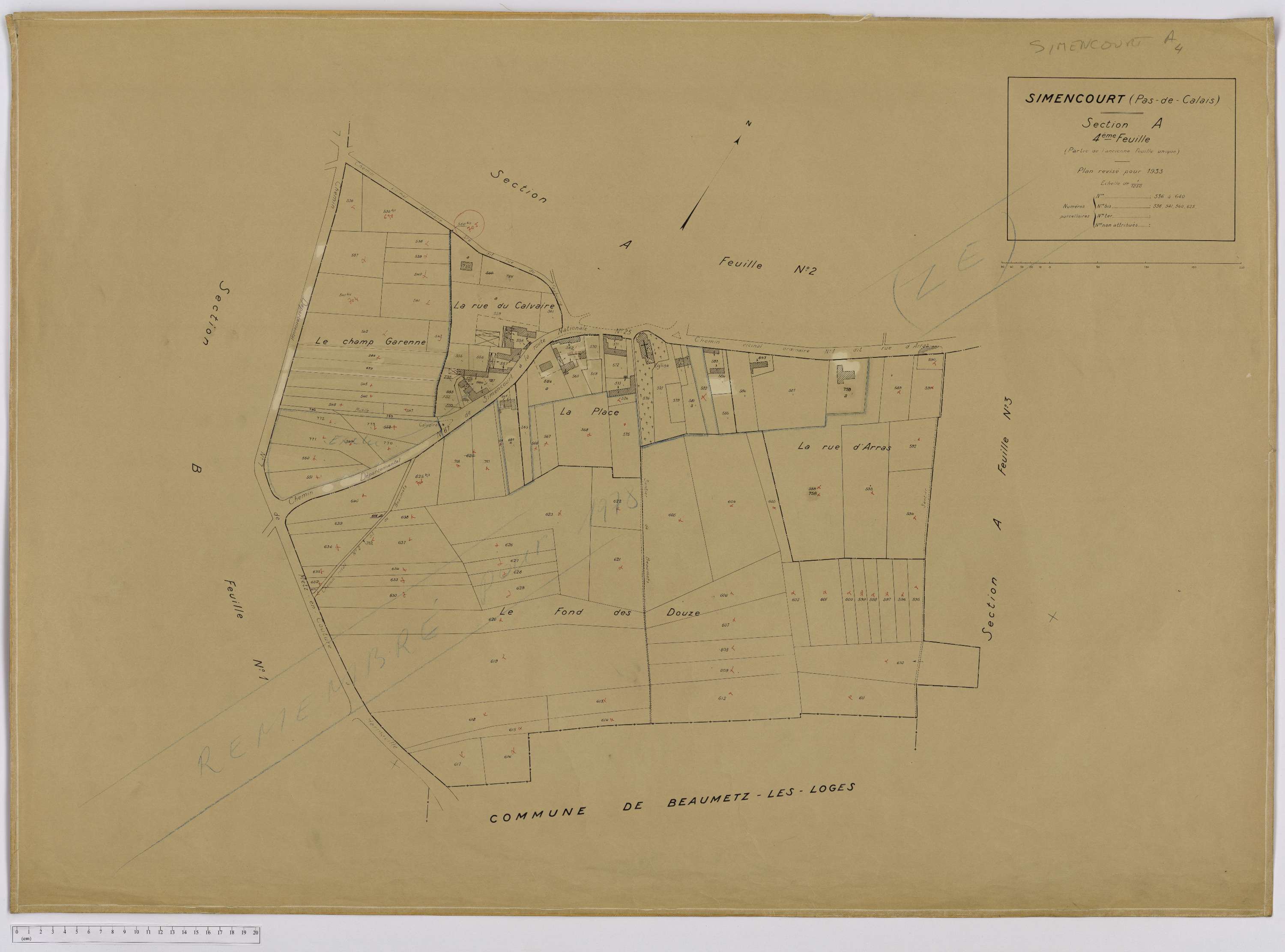 Simencourt - Section A, feuille 4.