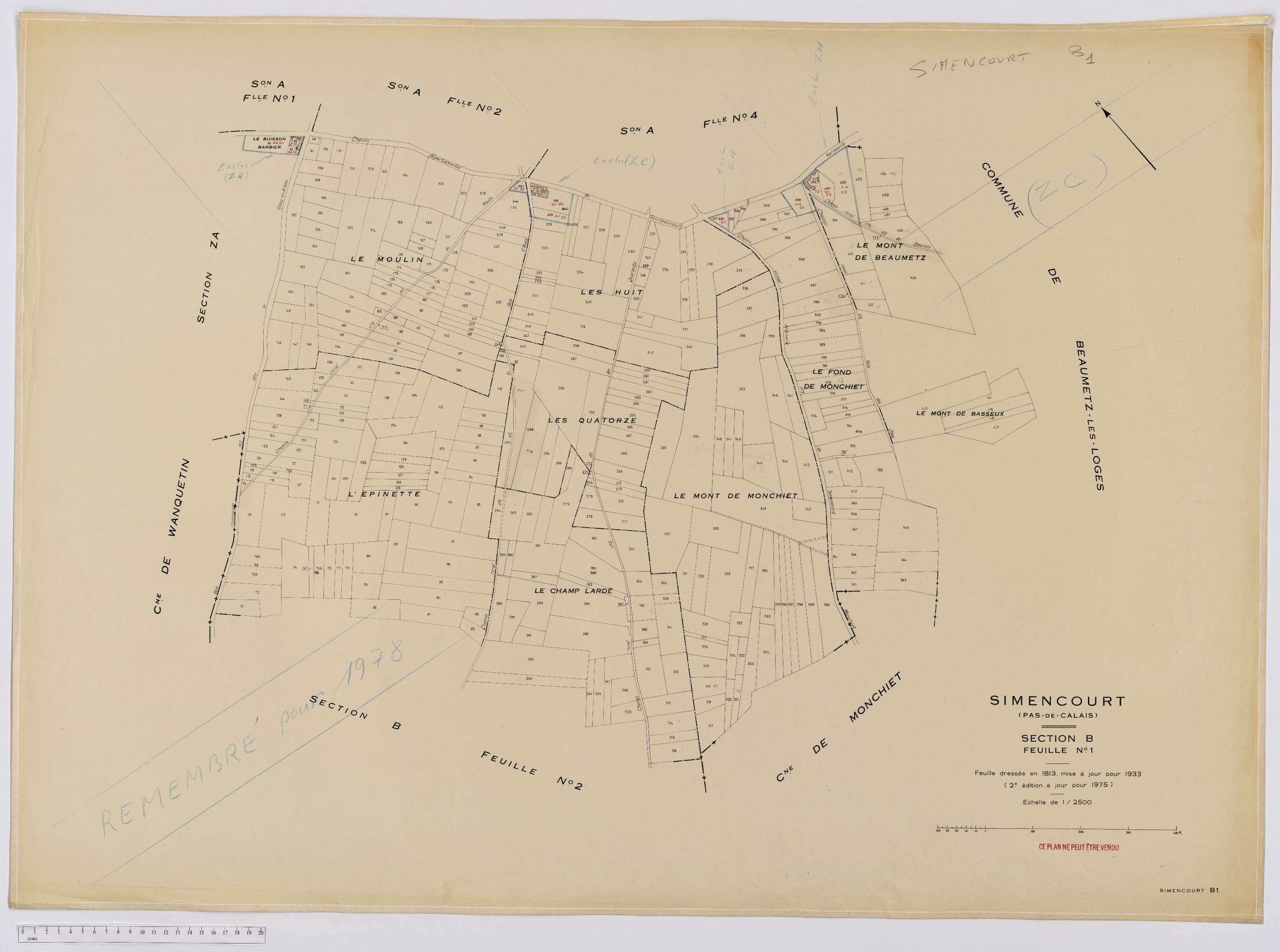 Simencourt - Section B, feuille 1.