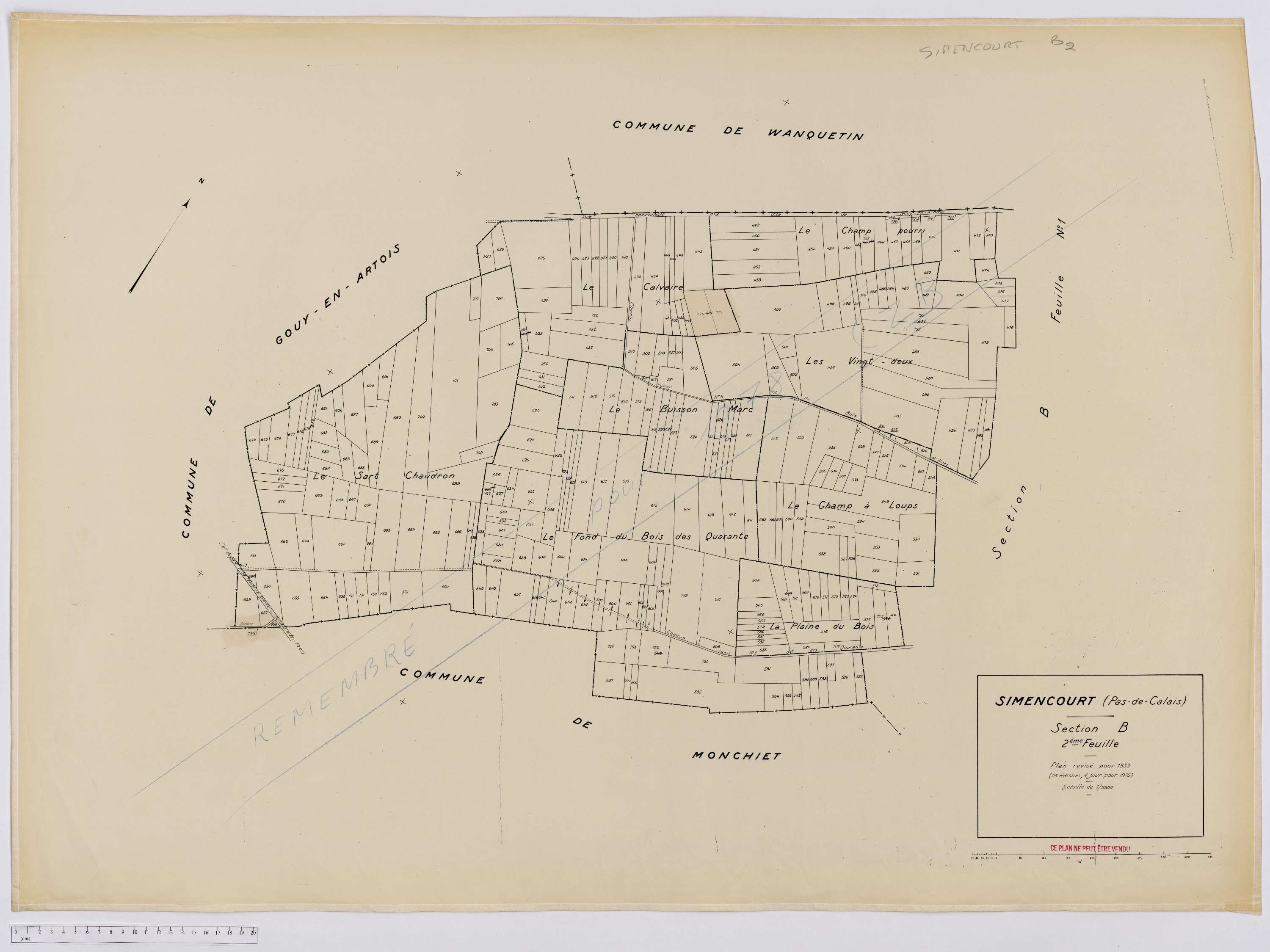 Simencourt - Section B, feuille 2.