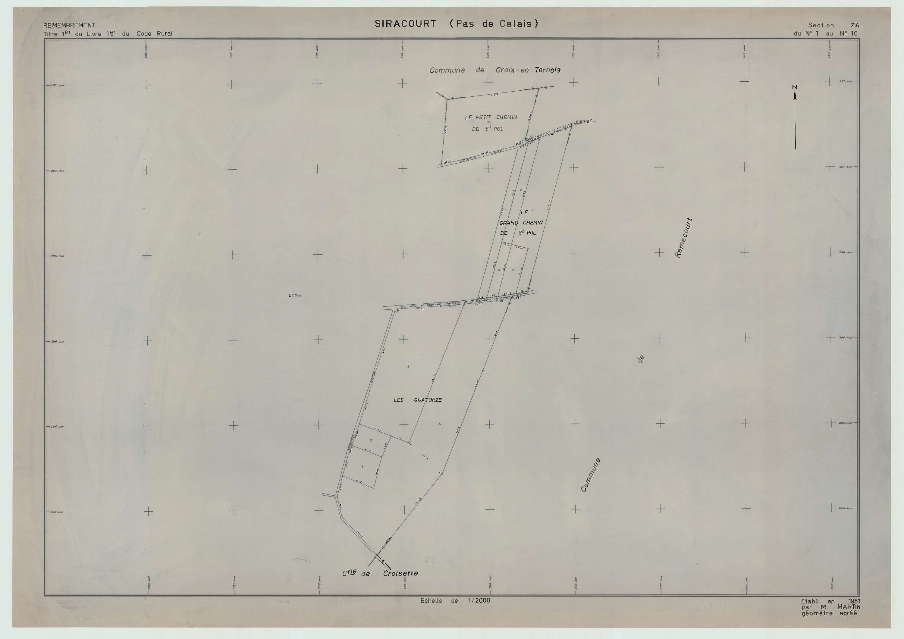 Siracourt - Plan de remembrement : section ZA.