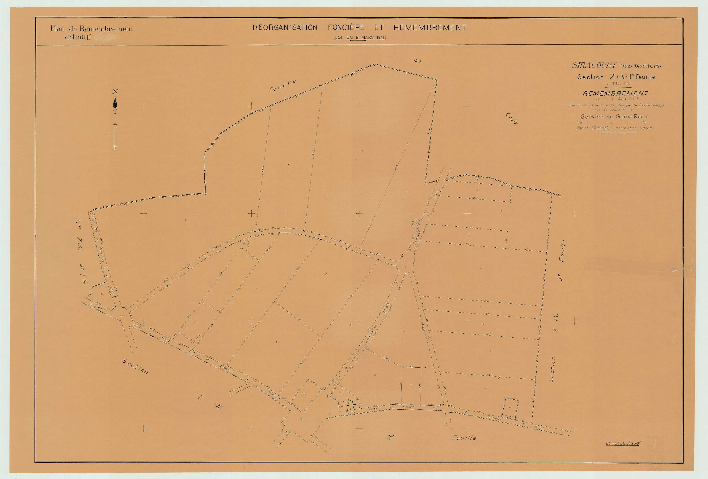 Siracourt - Plan de remembrement : section ZA.