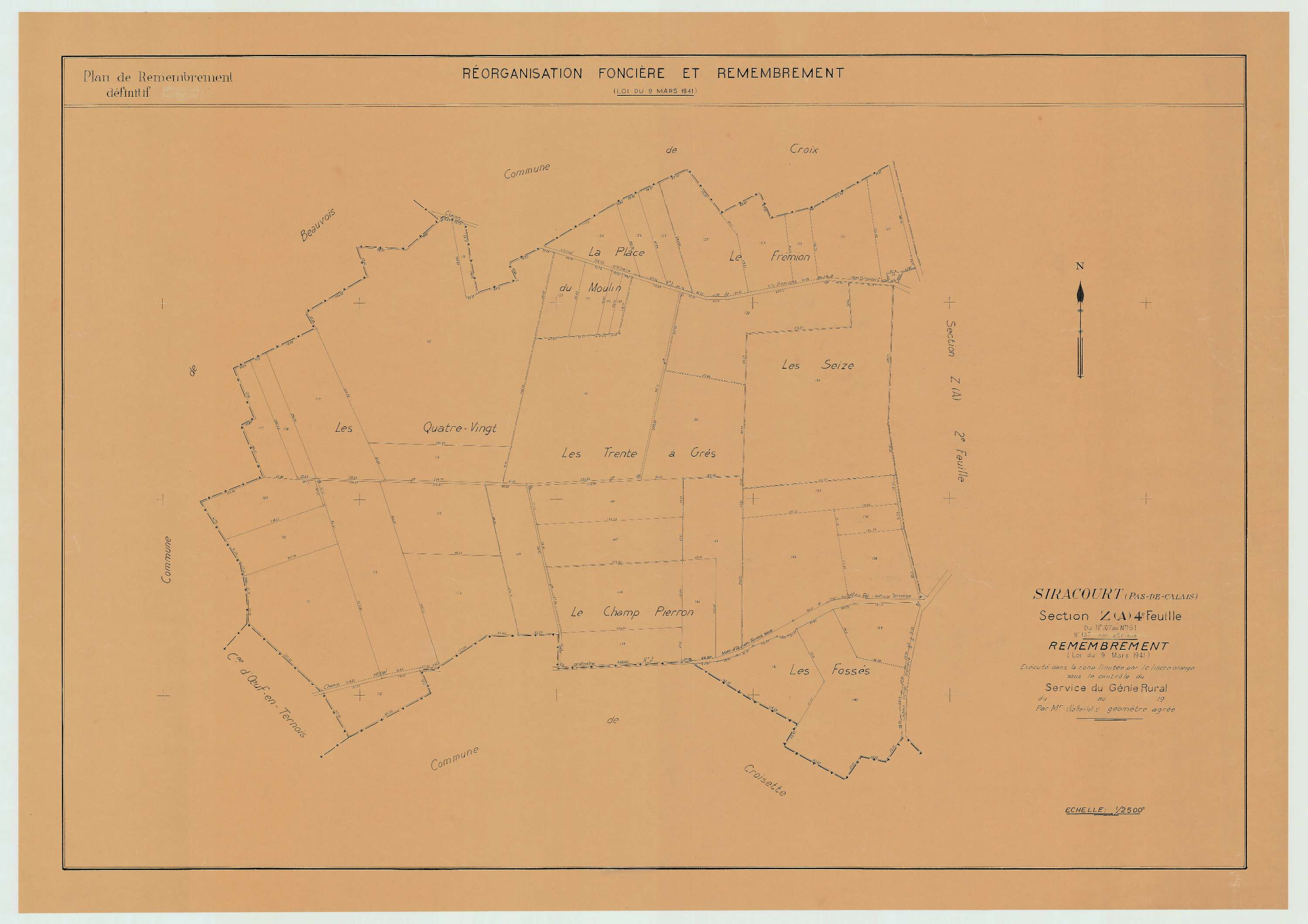 Siracourt - Plan de remembrement : section ZA.