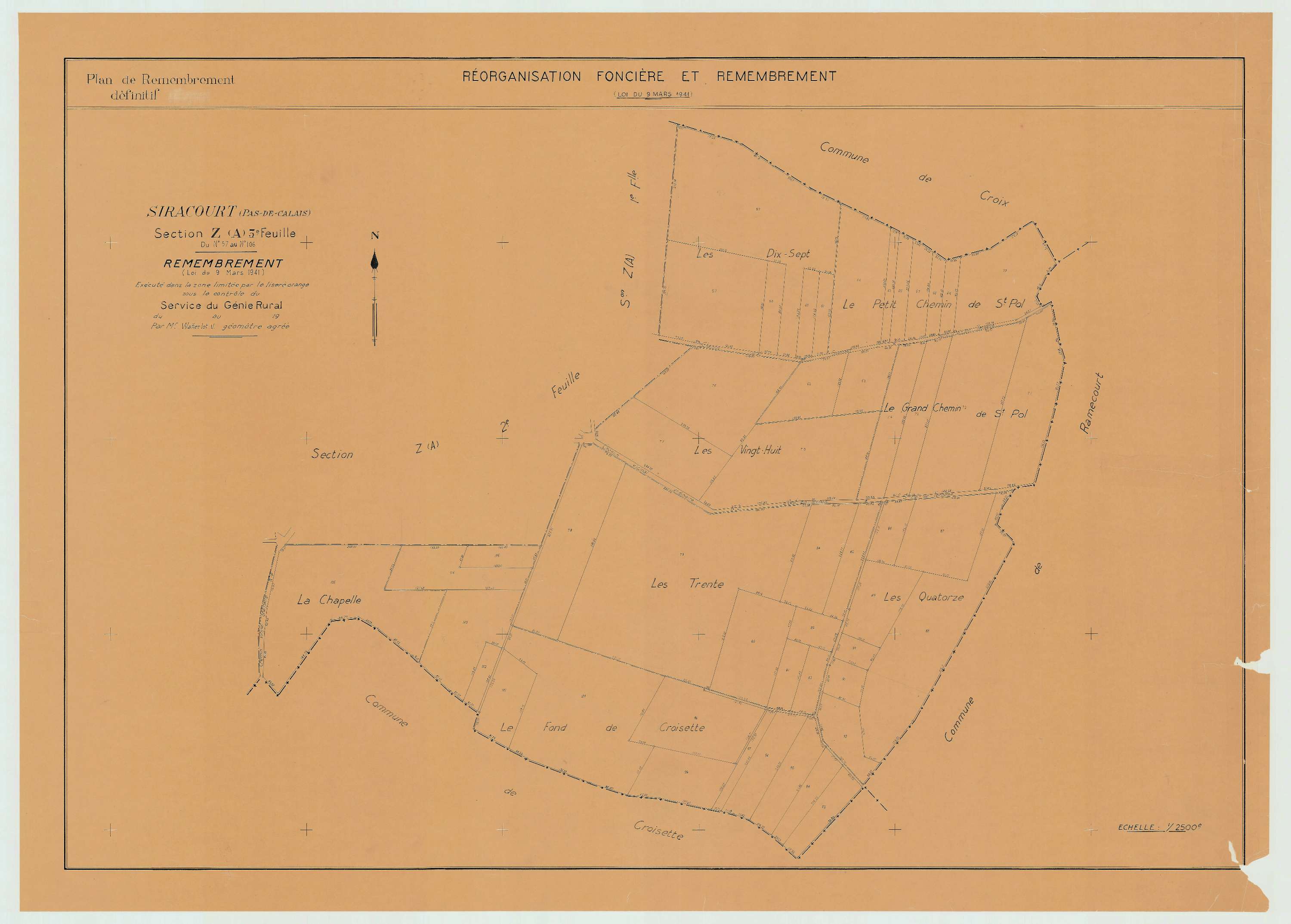 Siracourt - Plan de remembrement : section ZA.