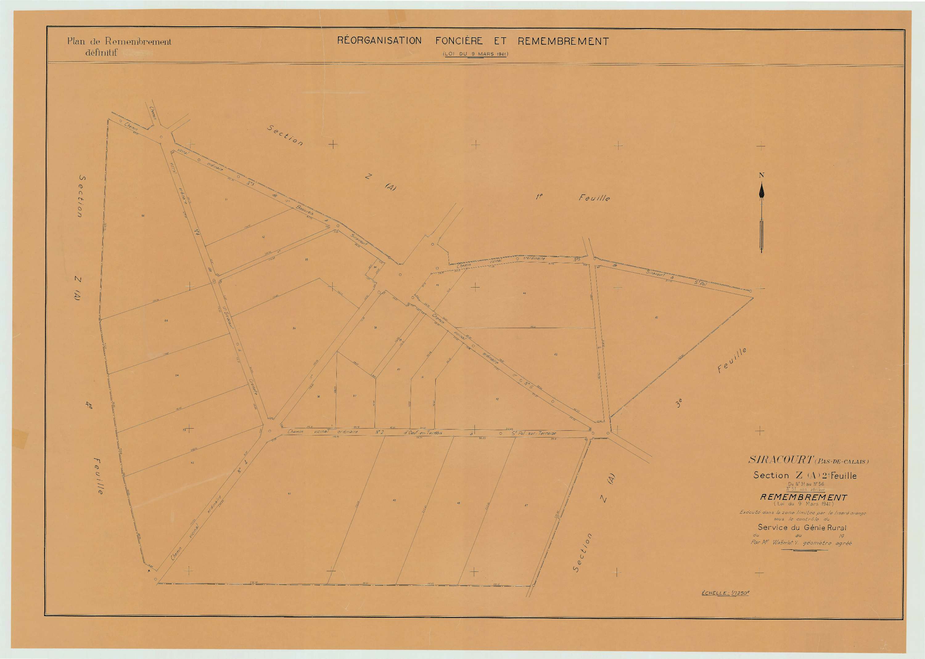 Siracourt - Plan de remembrement : section ZA.