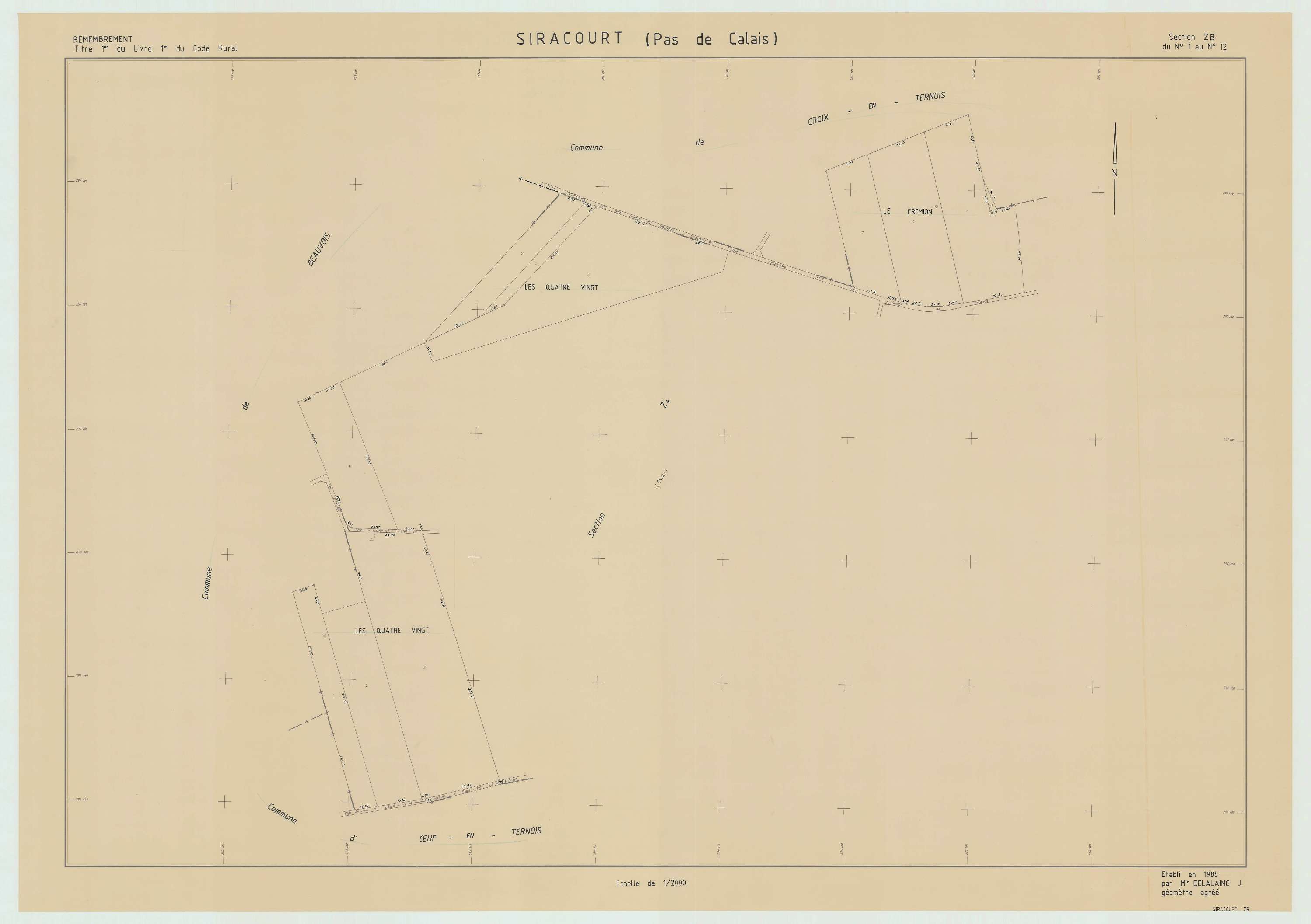 Siracourt - Plan de remembrement : section ZB.