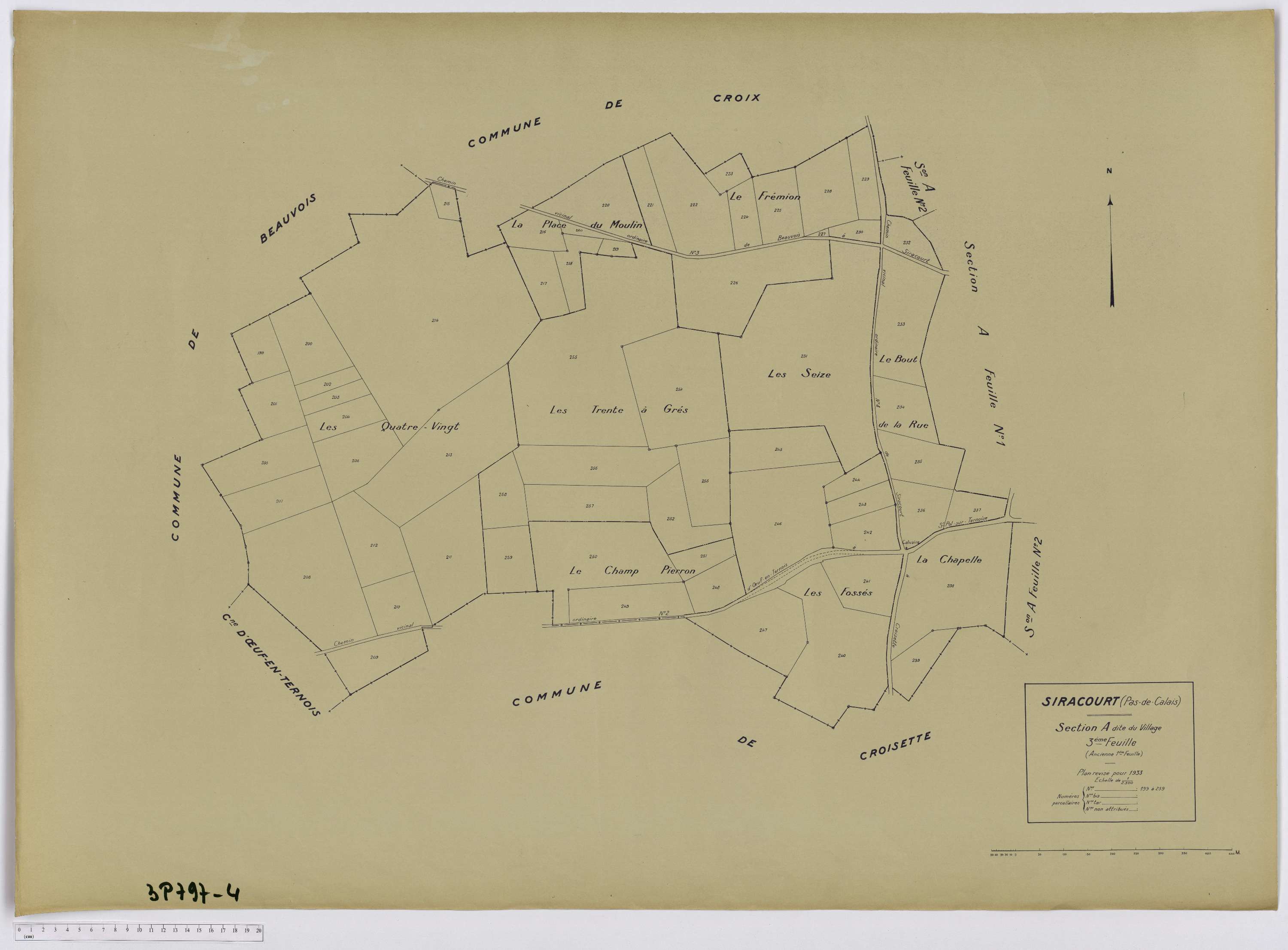 Siracourt - Section A, feuille 3.