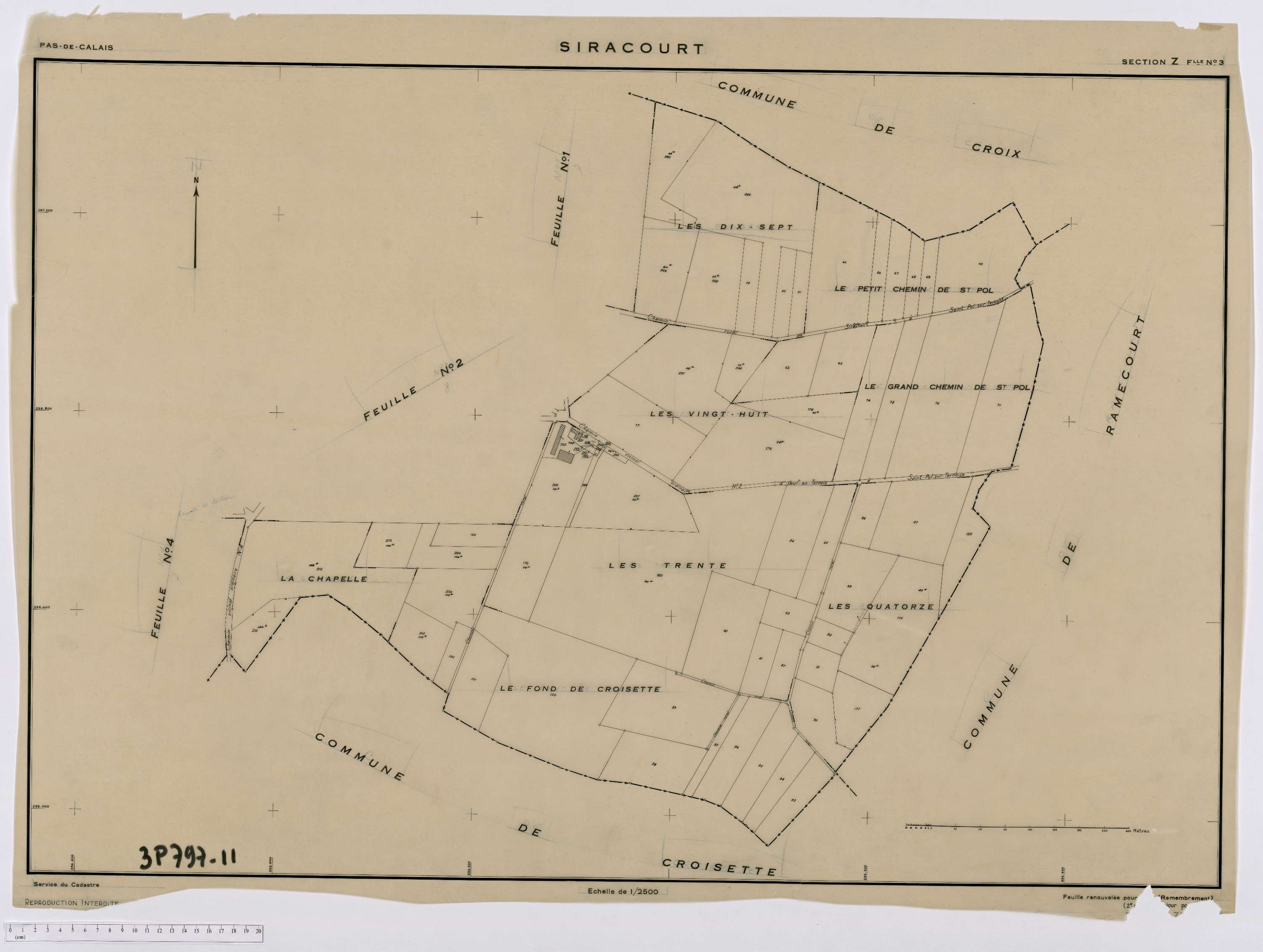Siracourt - Section Z, feuille 3.