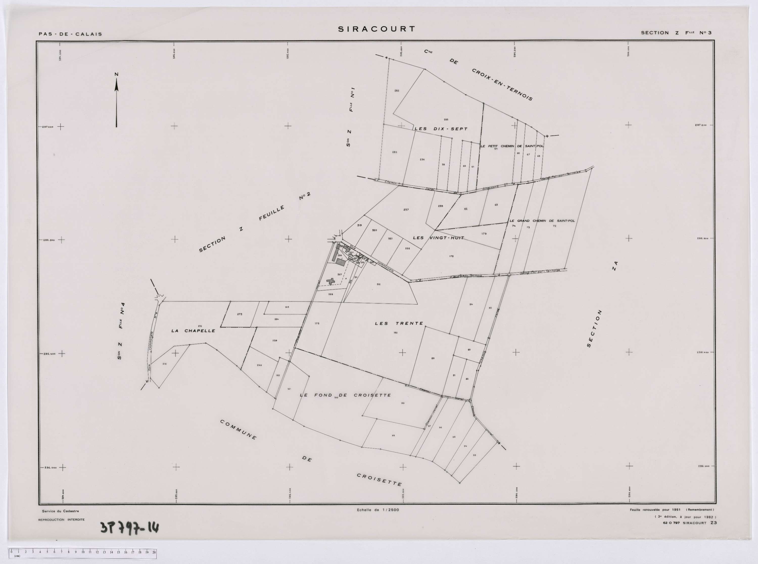 Siracourt - Section Z, feuille 3.