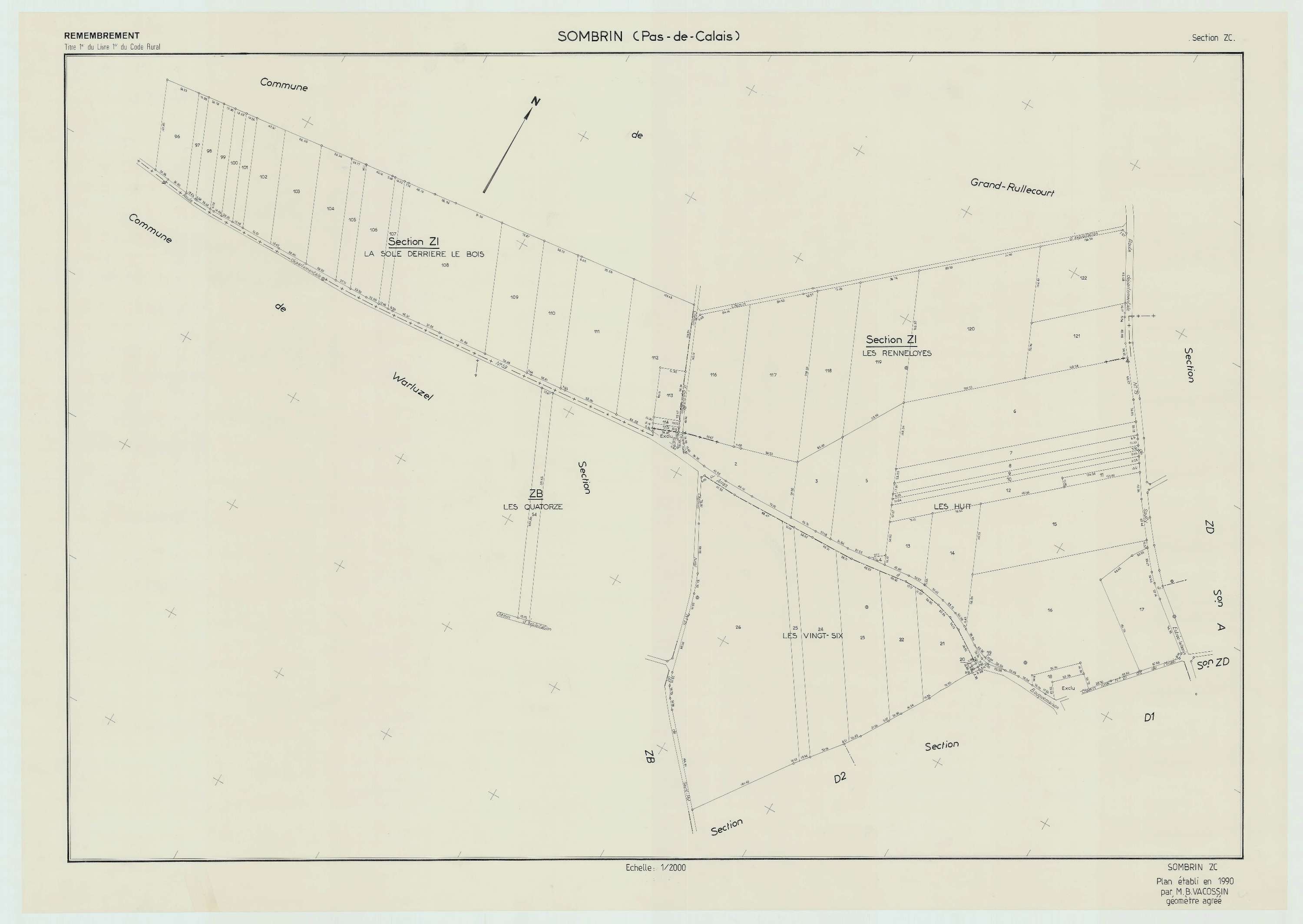 Sombrin - Plan de remembrement : section ZC.