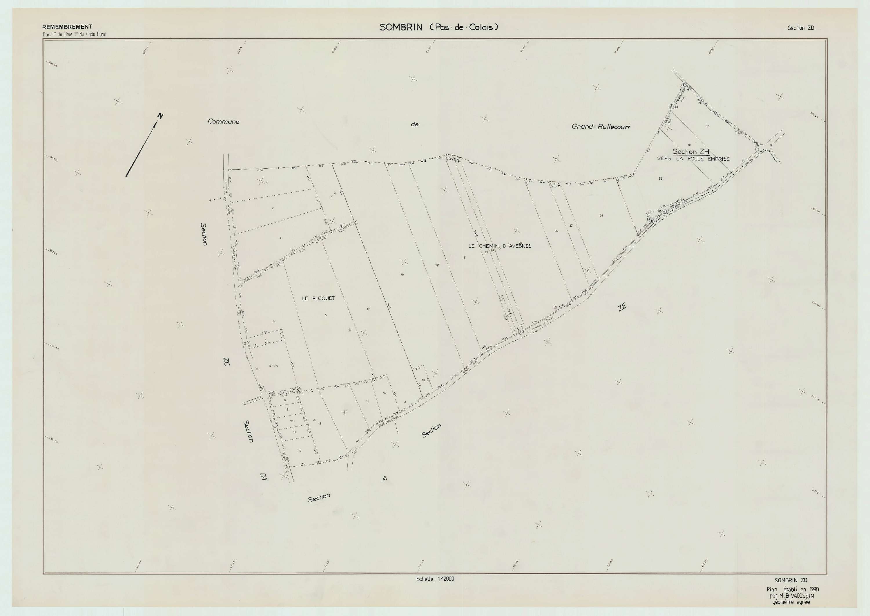 Sombrin - Plan de remembrement : section ZD.