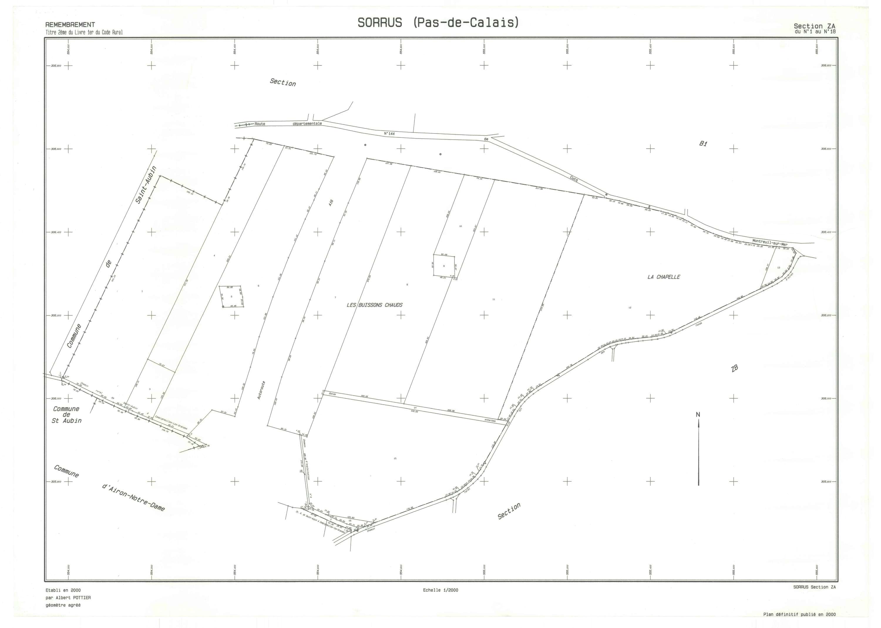 Sorrus - Plan de remembrement : section ZA.